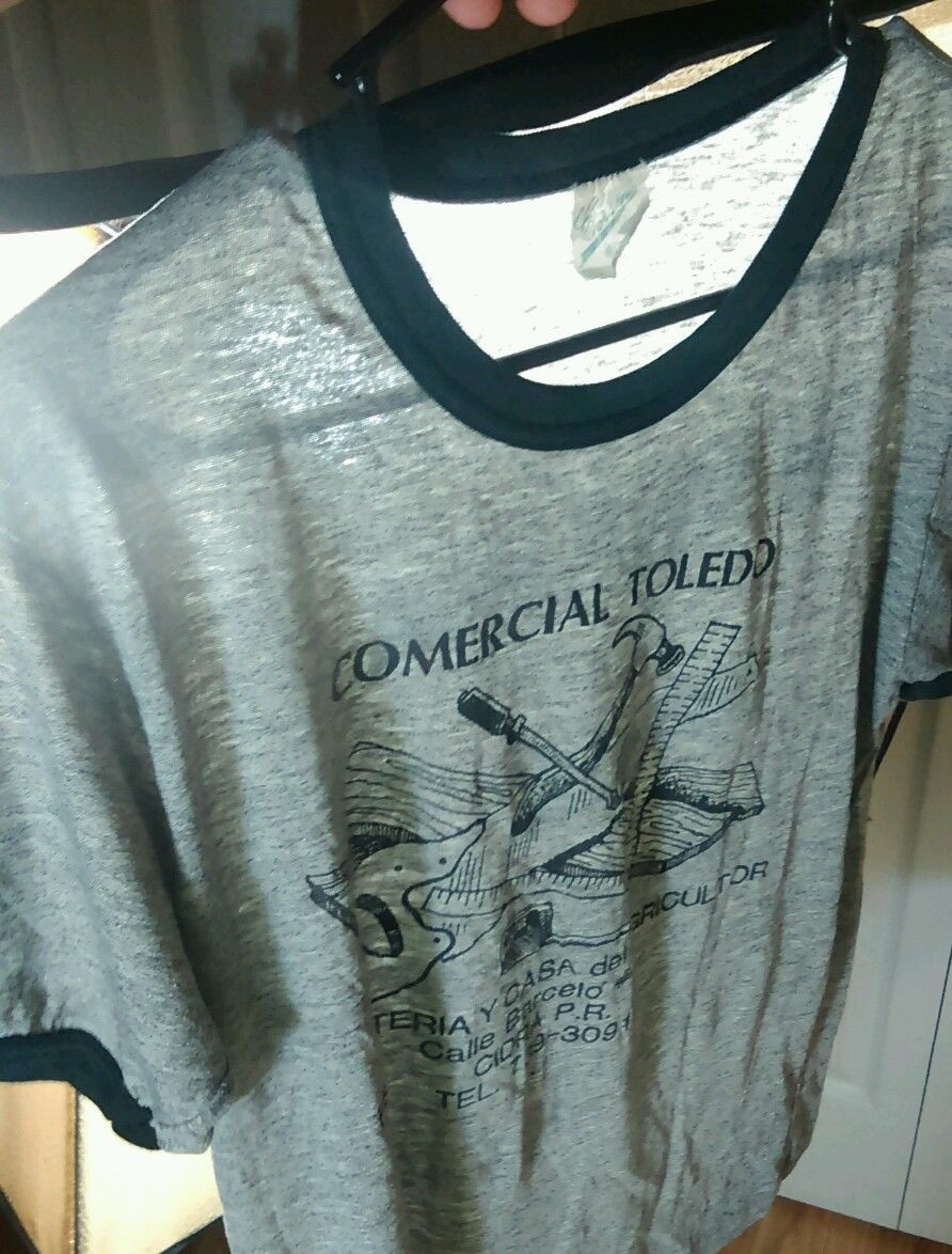 Vintage 80s Paper Thin Construction Contractor Tools Ringer T Shirt M motorcycle