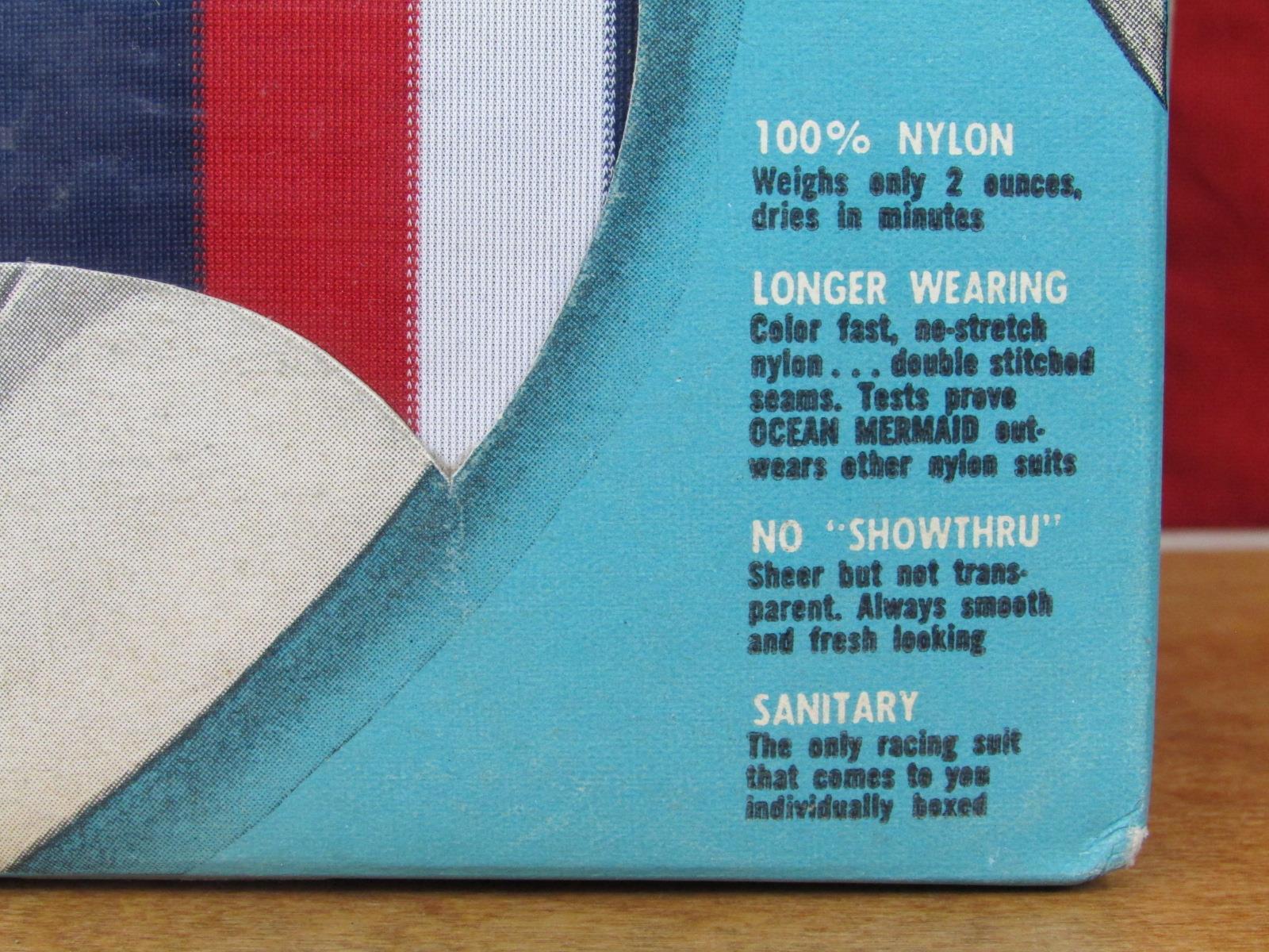 Vintage 1960s Ocean Mermaid Swimsuit NOS w/Liberty Magazine Framed Beach Pennant