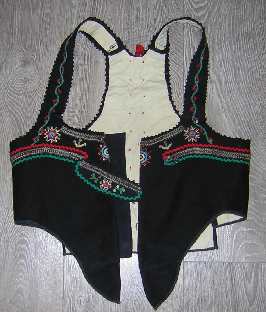CZECH VINTAGE ANTIQUE WOMENS PEASANT FOLK COSTUME VEST CORSET HAND EMBROIDERY