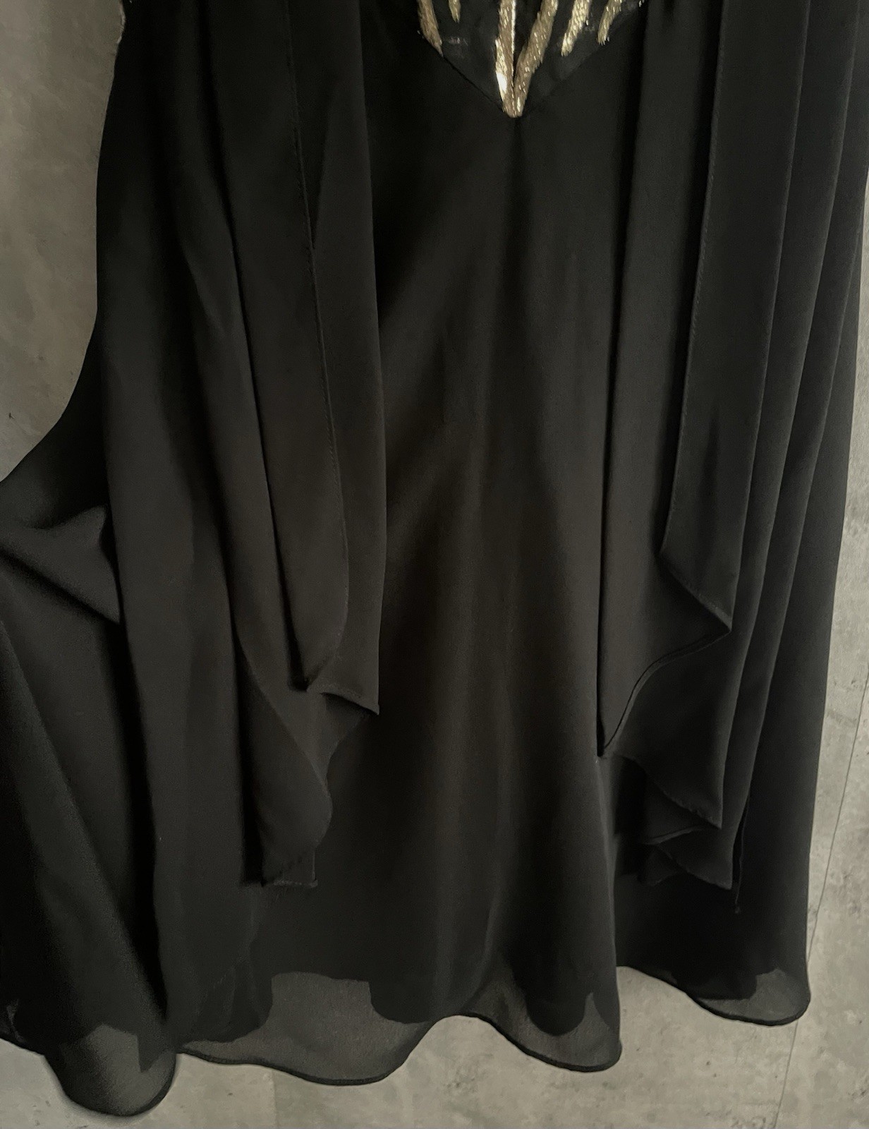 VTG JSJ Gold & Blk Fitted Gold Lurex Bodice Chiffon Skirt Formal 80s Dress Sz 2