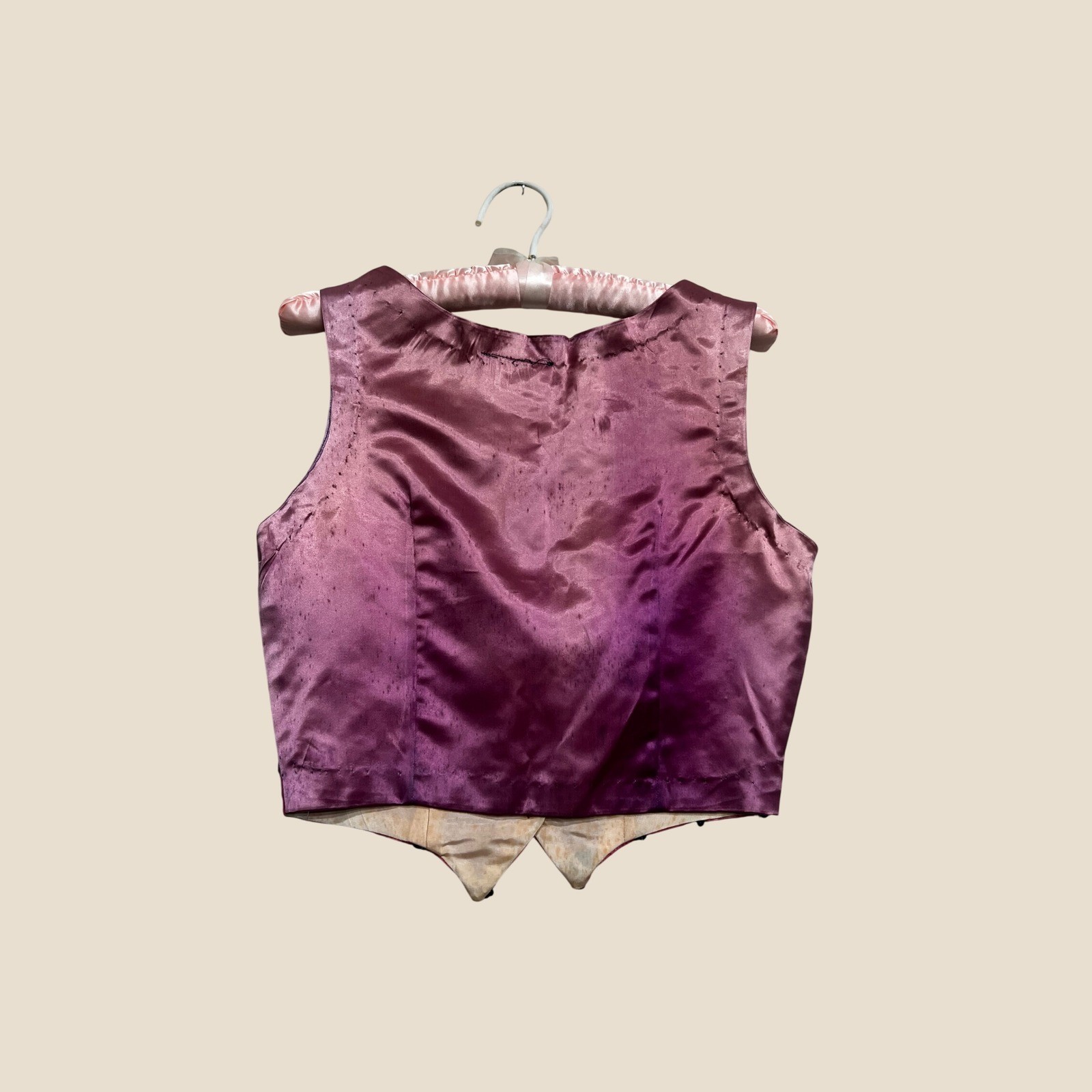 Antique 1930s Fuchsia Silk Faille Sequin Evening Vest Cropped Costume Haus XS