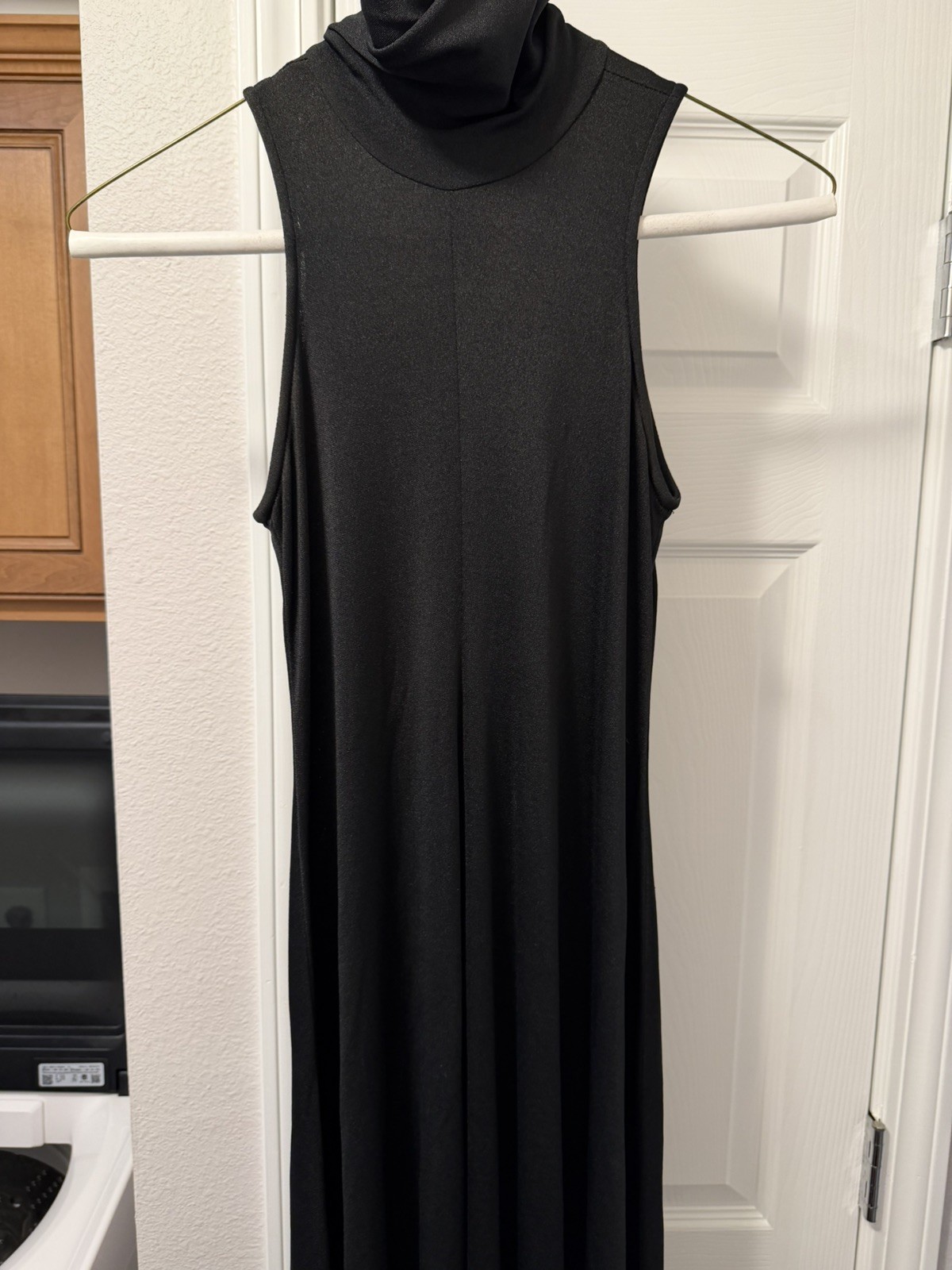 VINTAGE 1970s Joy Stevens California Maxi Long Dress Black Sleeveless