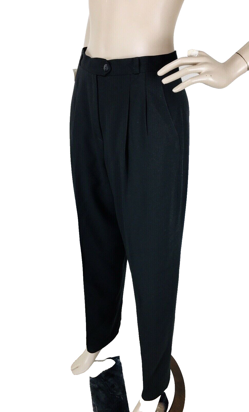 Alberto Makali Women’s Black 100% Wool High Waist Pleated Vintage Trouser Size 8
