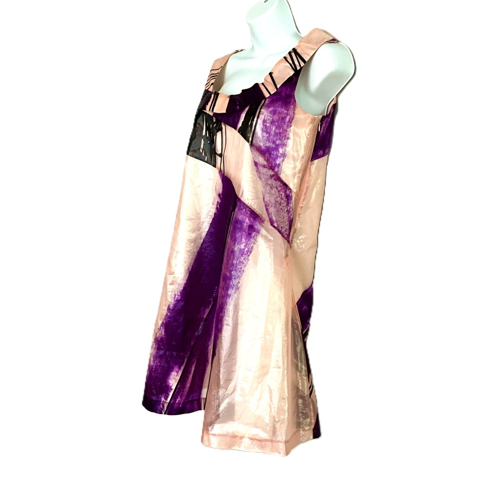 Vintage Chloe Abstract Print Cotton Shift Dress Made in France T36