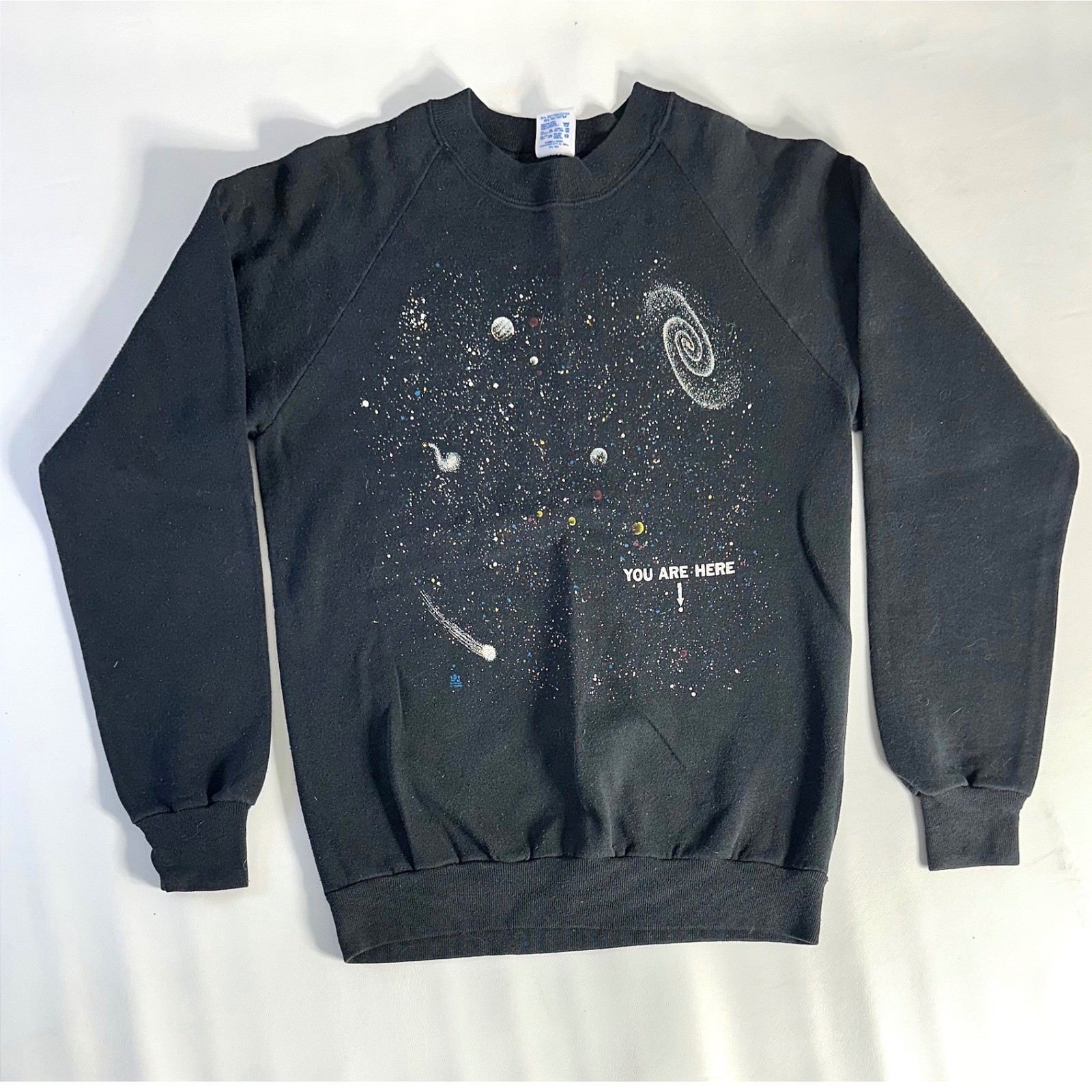 Vintage Universe Milky Way Galaxy You Are Here Space Sweatshirt Black USA M