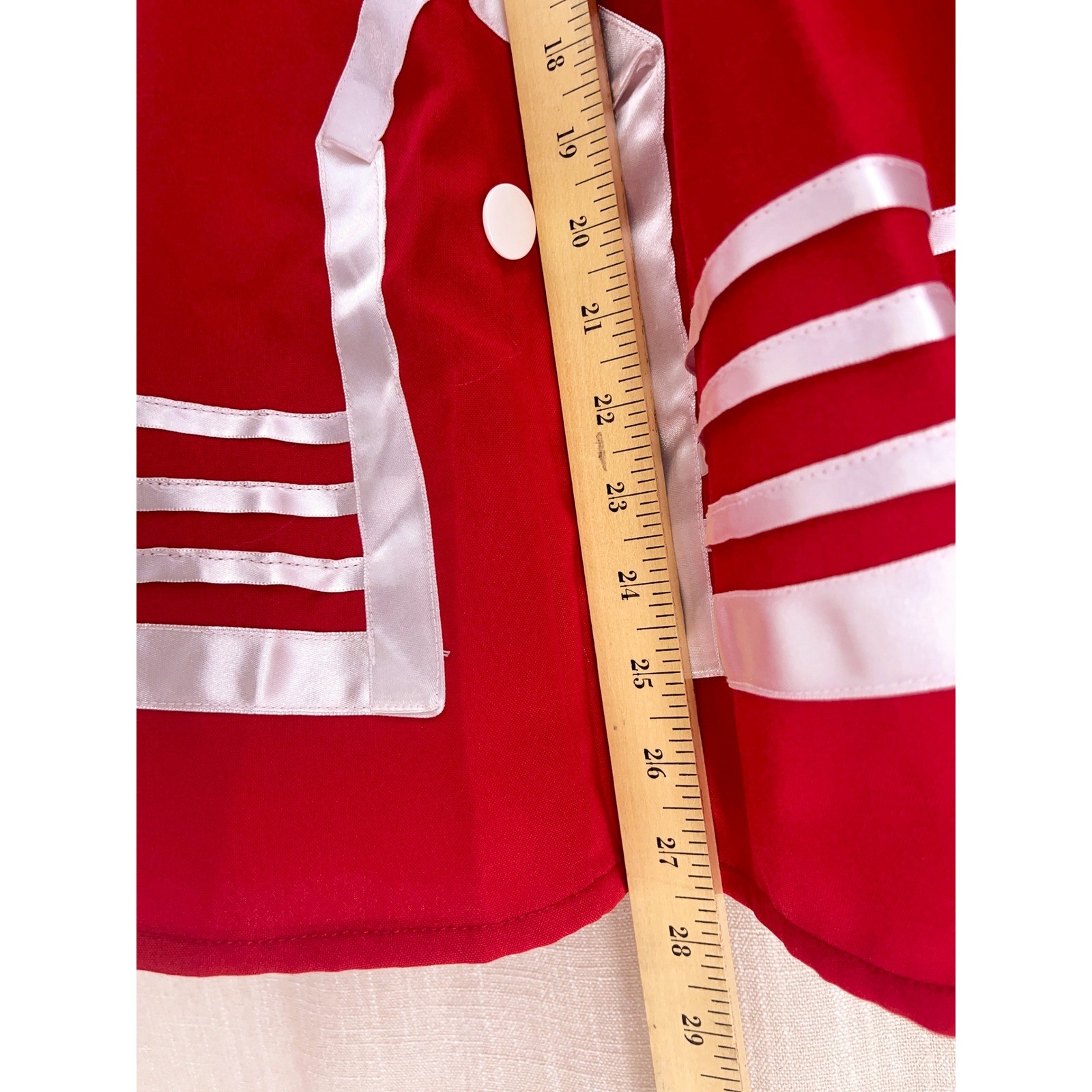 Red White Sailor Ribbon Trim Circle Skirt Medium Nuevo Leon Retro Rockabilly Tie