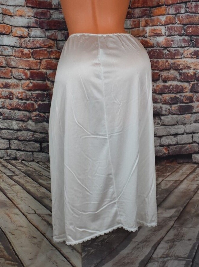 Vtg Sears Large Half Slip Nylon White Lace Sissy 29 Inches