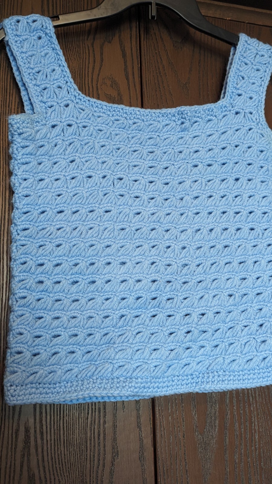 BOHO Hippie Vintage Handmade Crochet Granny Core Sweater Vest Tank Small Blue