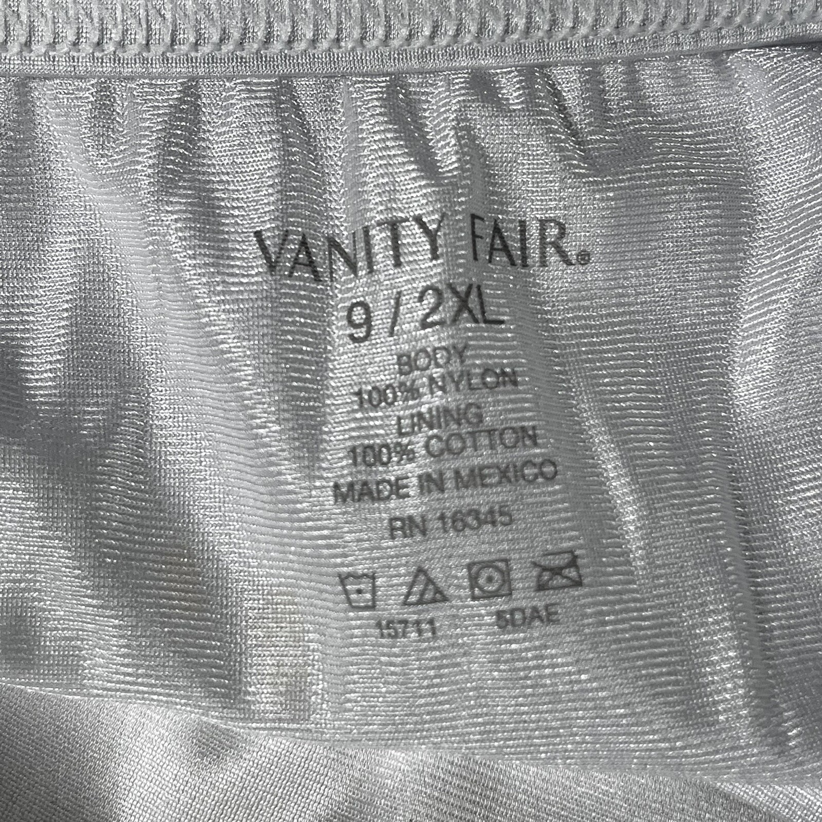 Plus Size White Nylon Panties By Vanity Fair Size – 9/2XL