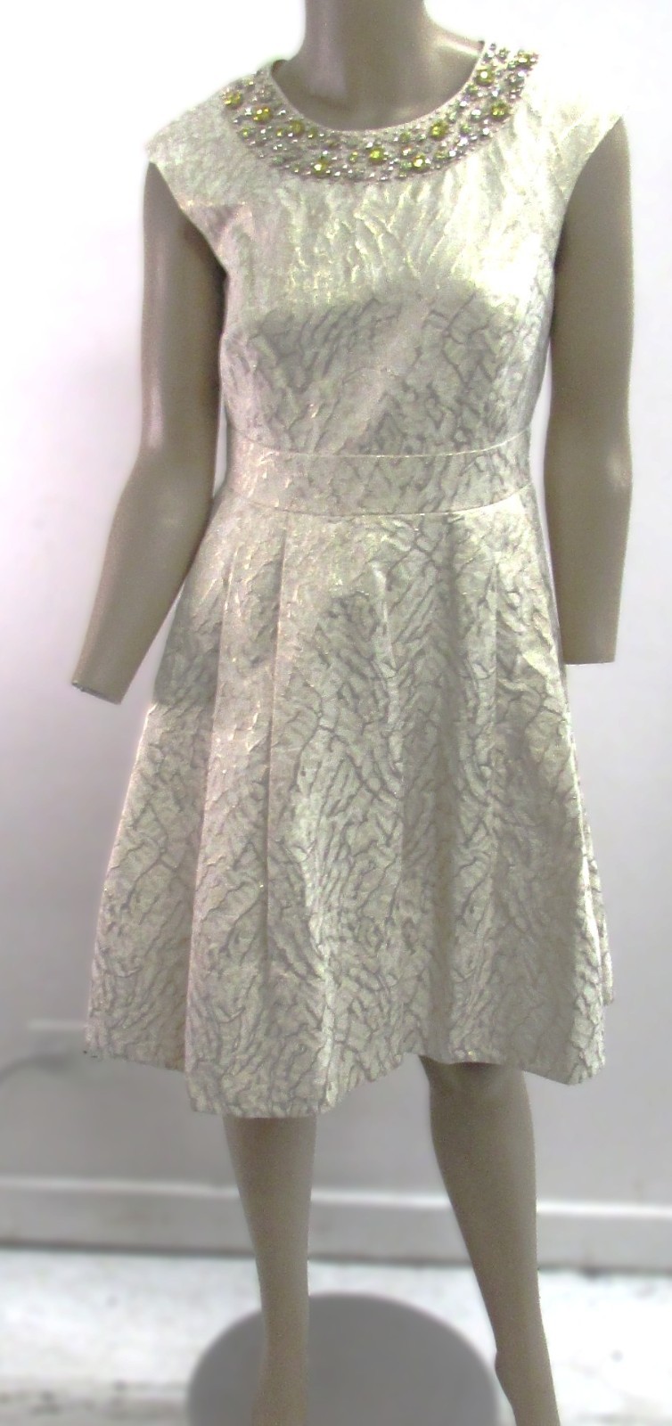 Eliza J Vintage Sleeveless White Dress w Decorative Jewels Size 6
