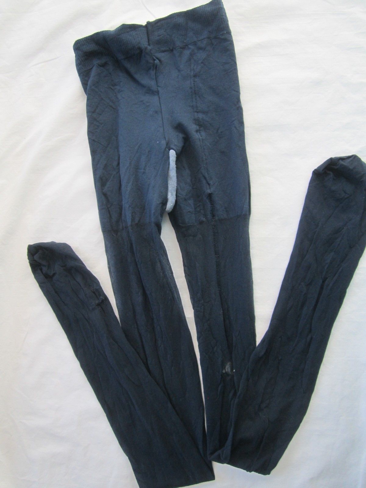 Vintage Hanes Slenderalls Pantyhose Sheer Silky Navy Nylon Stockings Size C-D