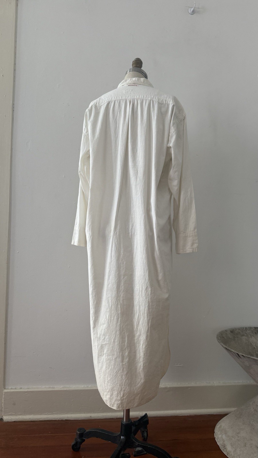 Antique Edwardian 1910s 1920s Cotton Night Shirt Dress Workwear Smock Oversized