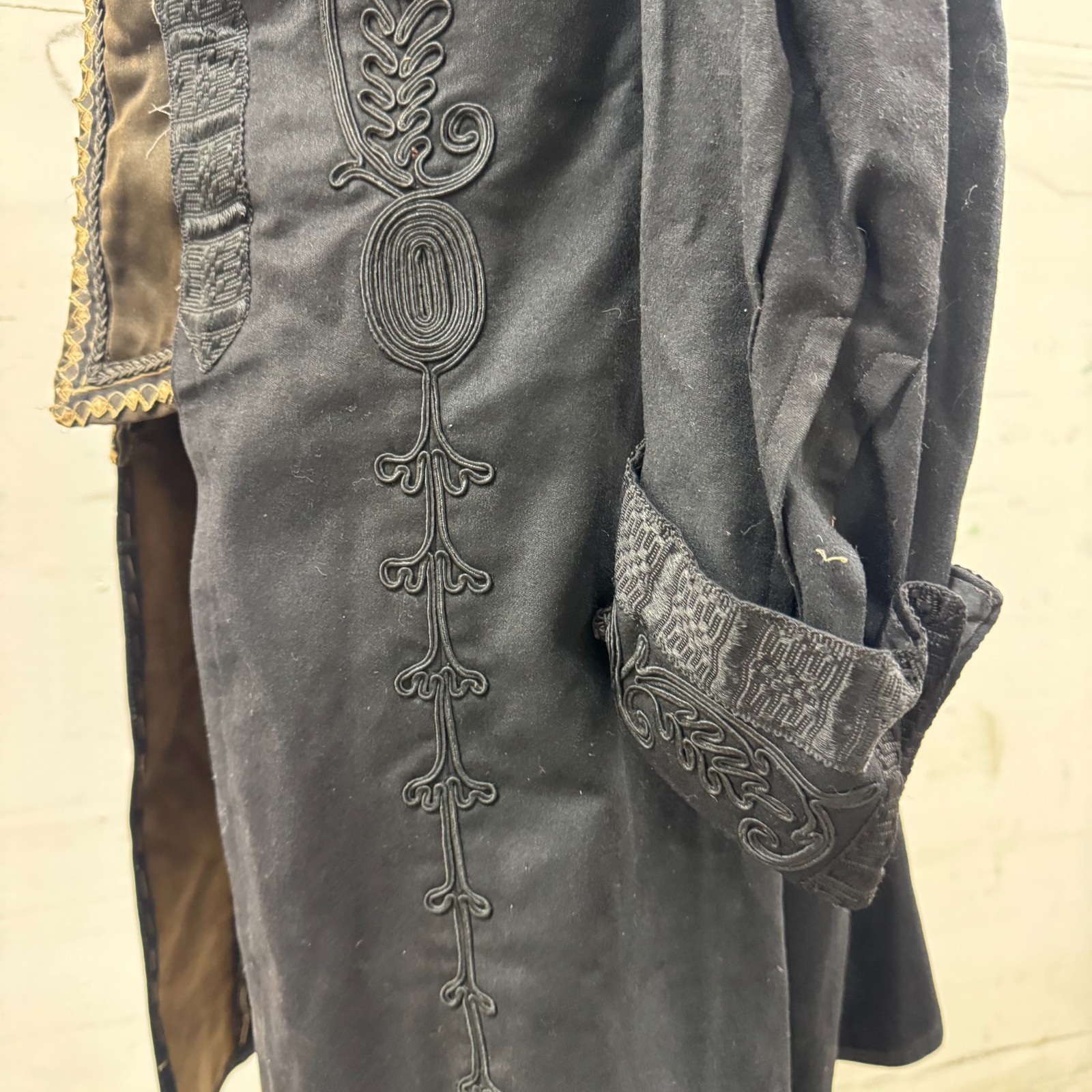 Antique Victorian Edwardian Black Frock Coat Soutache 1880s-1910s Gothic
