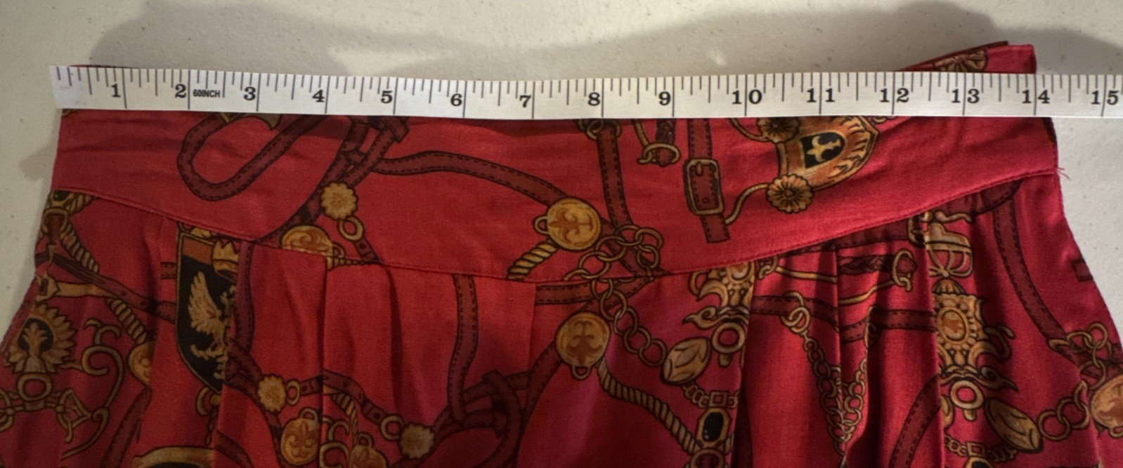 Vtg Leslie Faye Wide Leg Crop Culotte Pant & Blouse Set Equestrian Print 12P