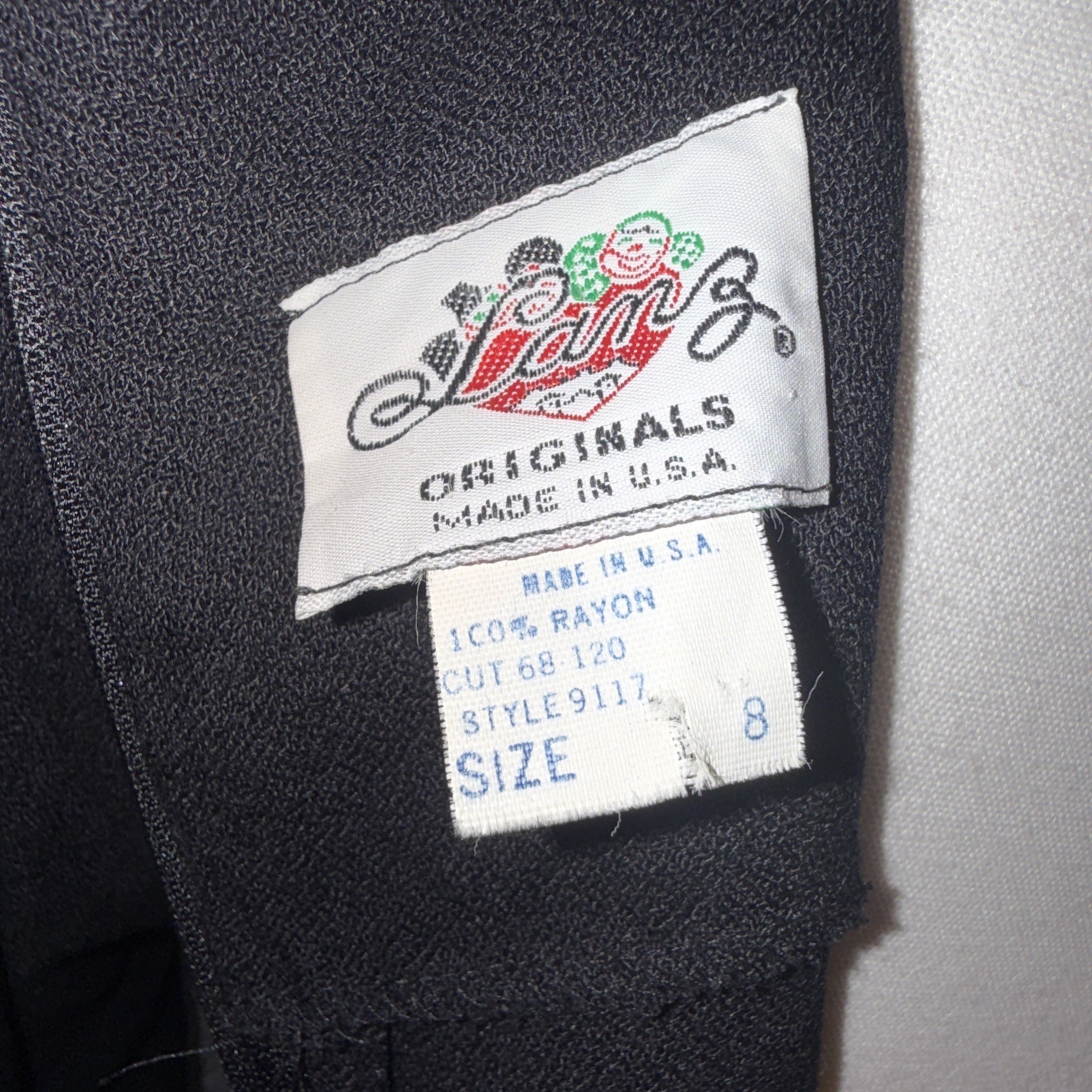 Vintage Lanz Originals Woman’s Opaque Rayon Little Black Dress Size 8 34 Bust