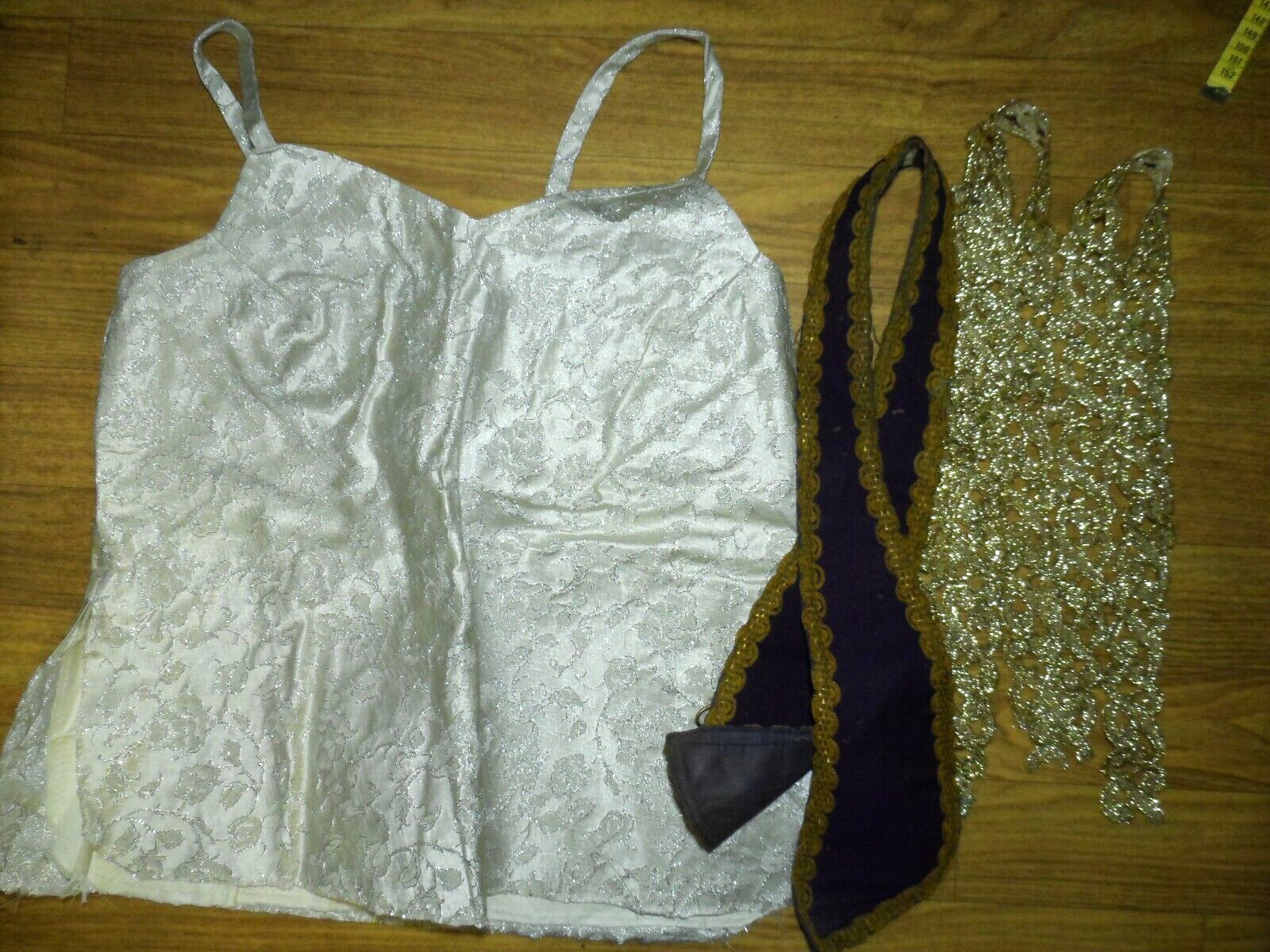LOT Metallic TRIMMED Sleeveless Woman’s TOP Gold Metallic Lace & MASONIC COLLAR