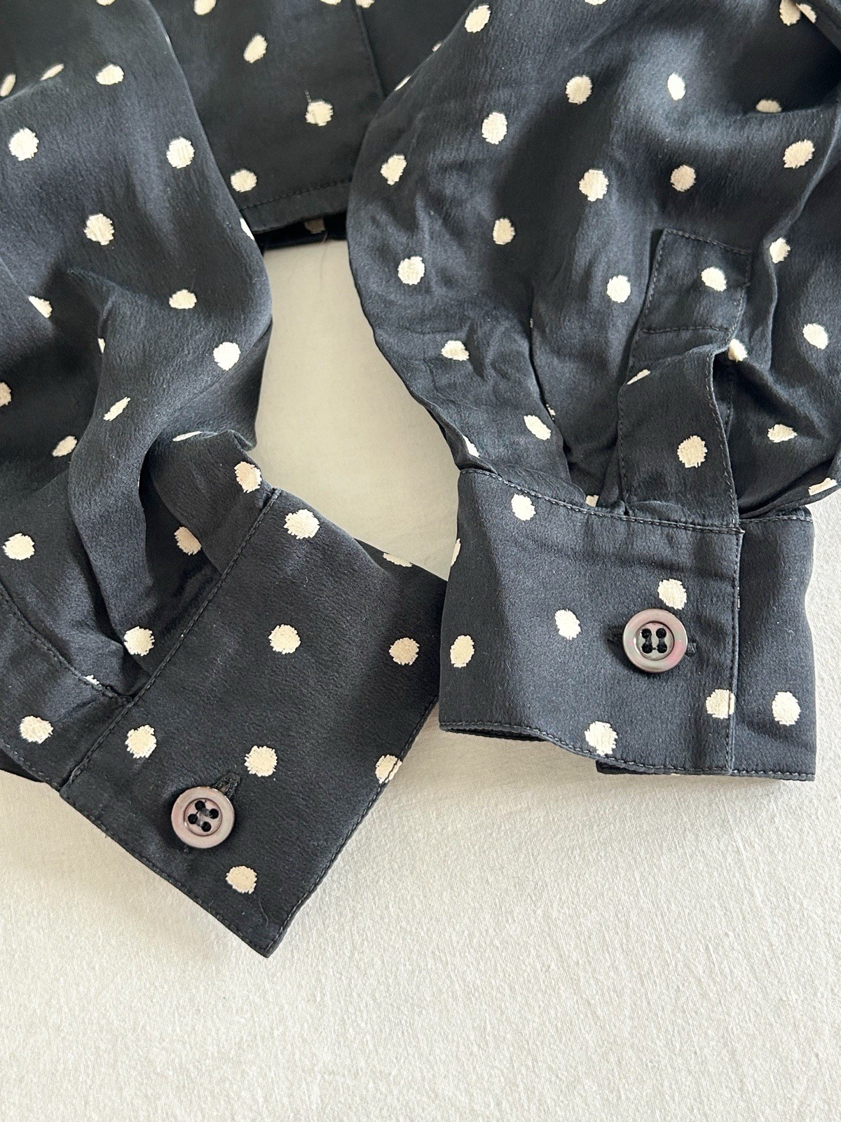 Christian DIOR Boutique Vintage Polka Dot Silk Blouse, 1980s, 1990s