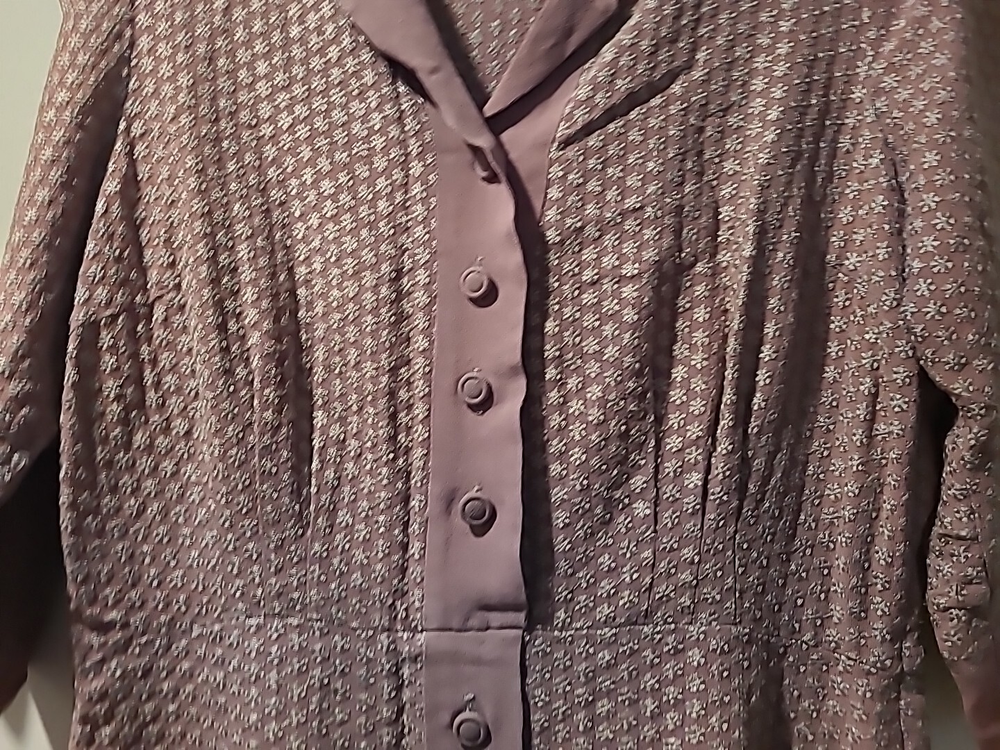 Martha Manning Original Vintage Mauve Dress Faux Two Piece Peplum Short Sleeves