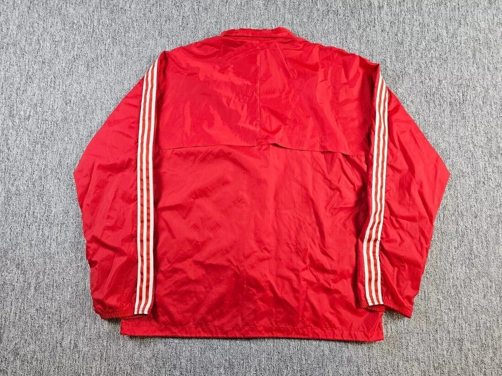 Vintage 80s Adidas Windbreaker Jacket Men’s L Red Nylon Trefoil Logo Retro Zip