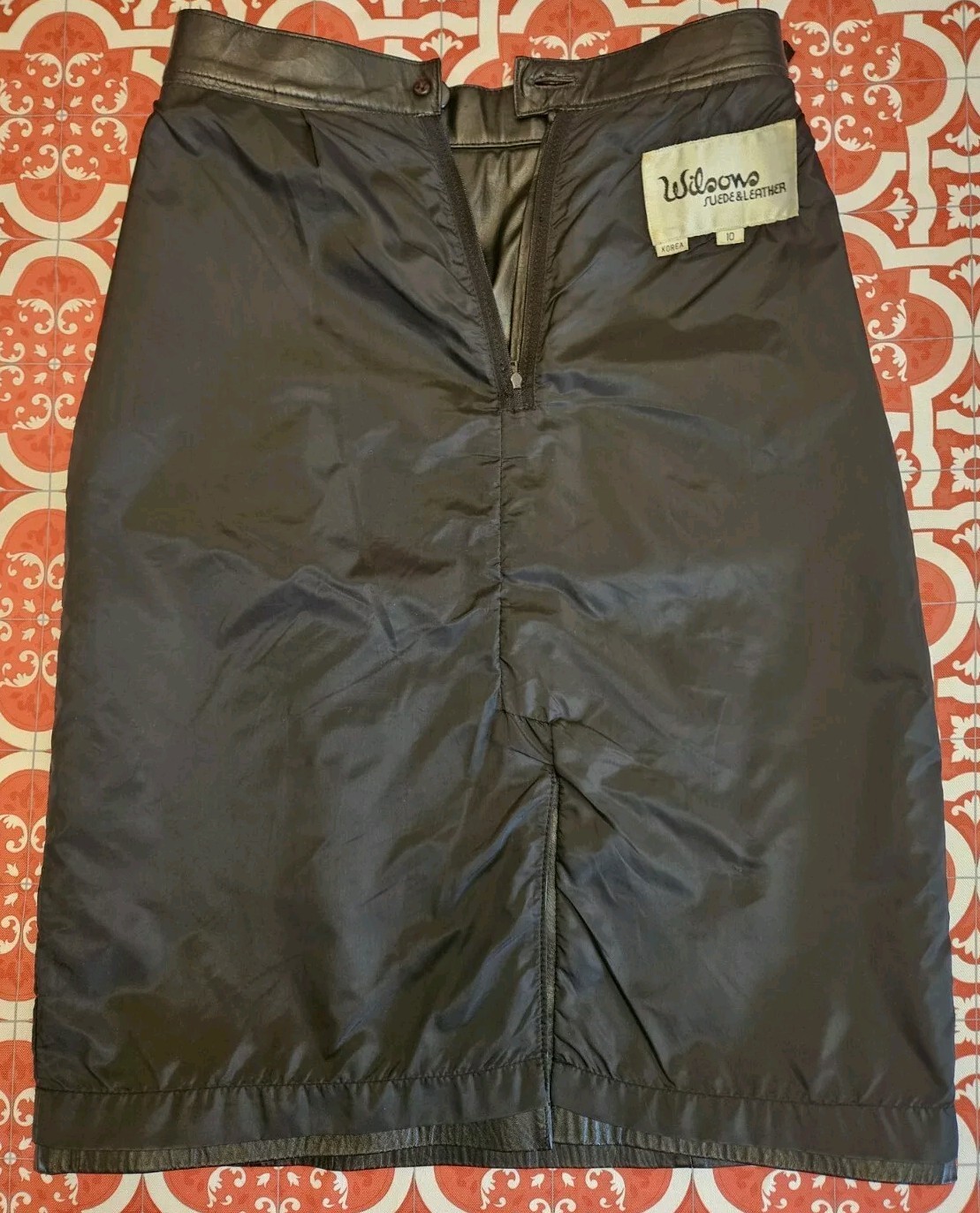 Vintage Wilsons Y2K Black Leather Pencil Slit Skirt (10) Punk Rock Grunge, Biker