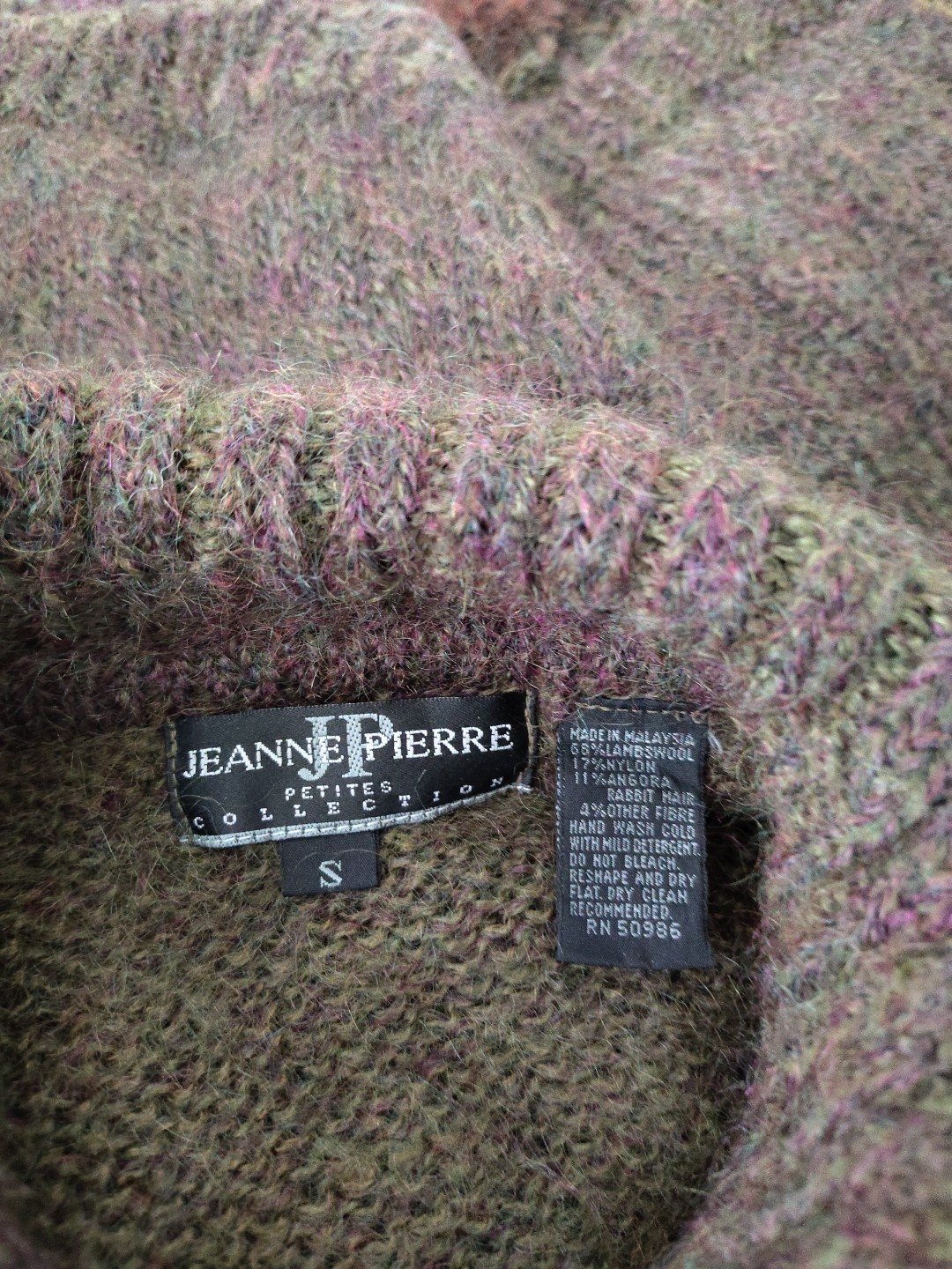 Vintage 80s Jeanne Pierre Multi Color Lambswool Angora Cardigan Sweater Size M