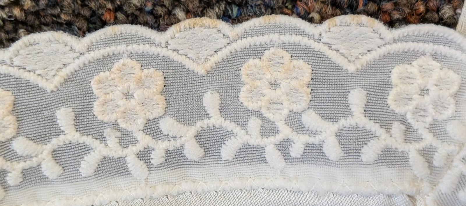 Vintage Sears The Doesn’t Slip Anti Cling 34 White Nylon Floral Lingerie Dress