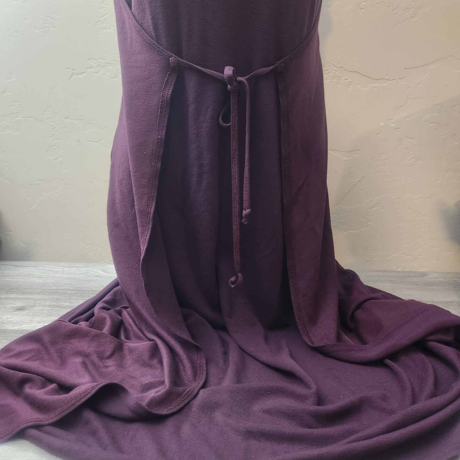 Vintage Karen Alexander Purple Midi Dress Size M Empire Waist Front Tie A-Line
