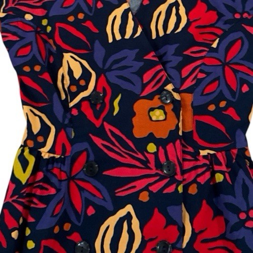 Vintage United Colors Of Benetton Bright Colors Dress EUC Shoulder Pads XS/S 38