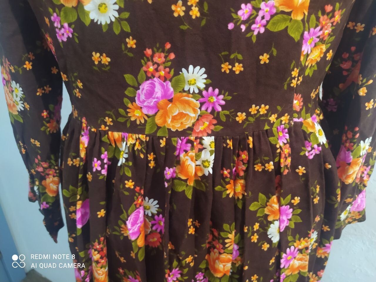 Vintage Women’s Dress Retro Midi Floral Handmade Unbranded, UK 12, US 10