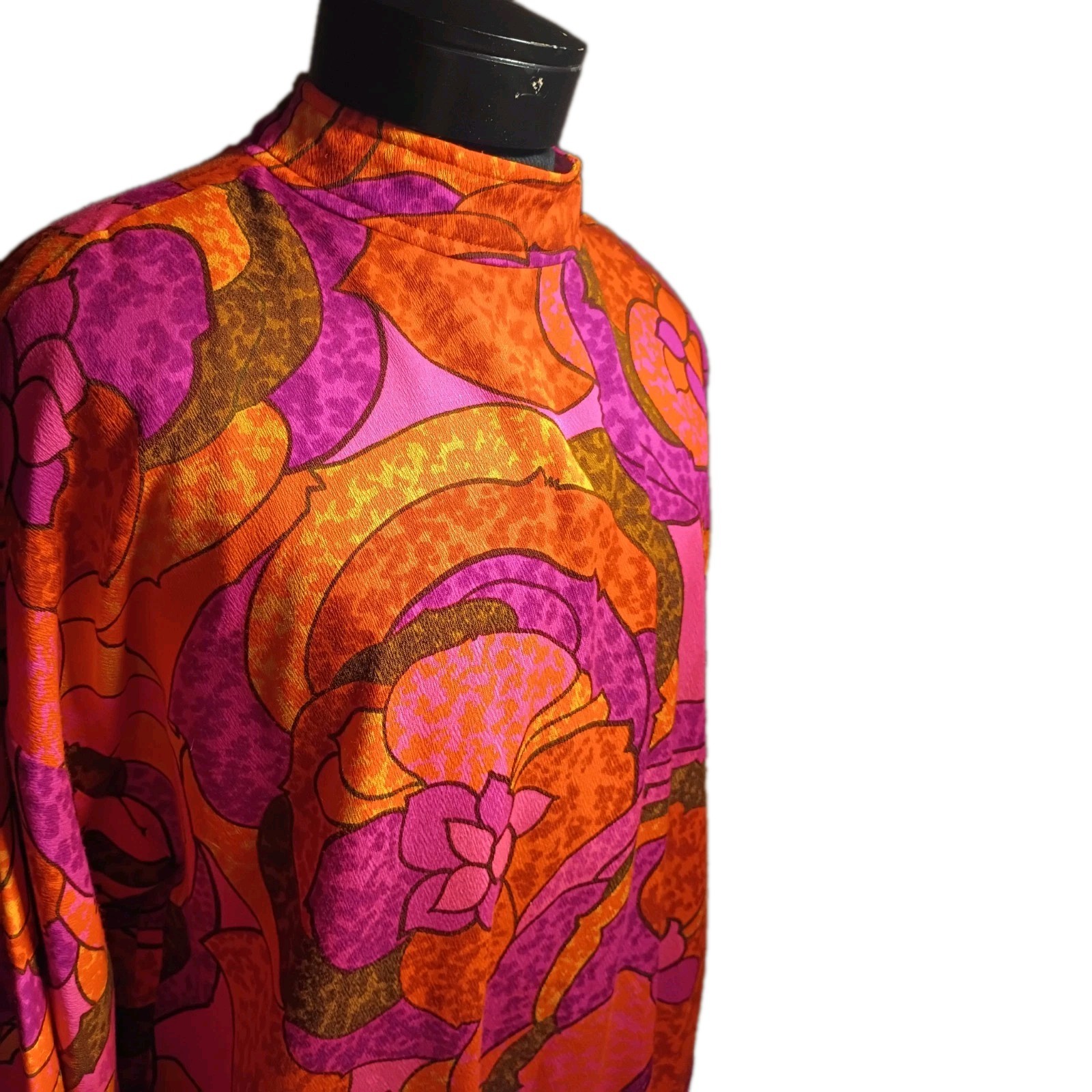 Vtg Waltah Clarke Groovy Mini Dress Flower Power Blouse Honolulu w/ Pocket