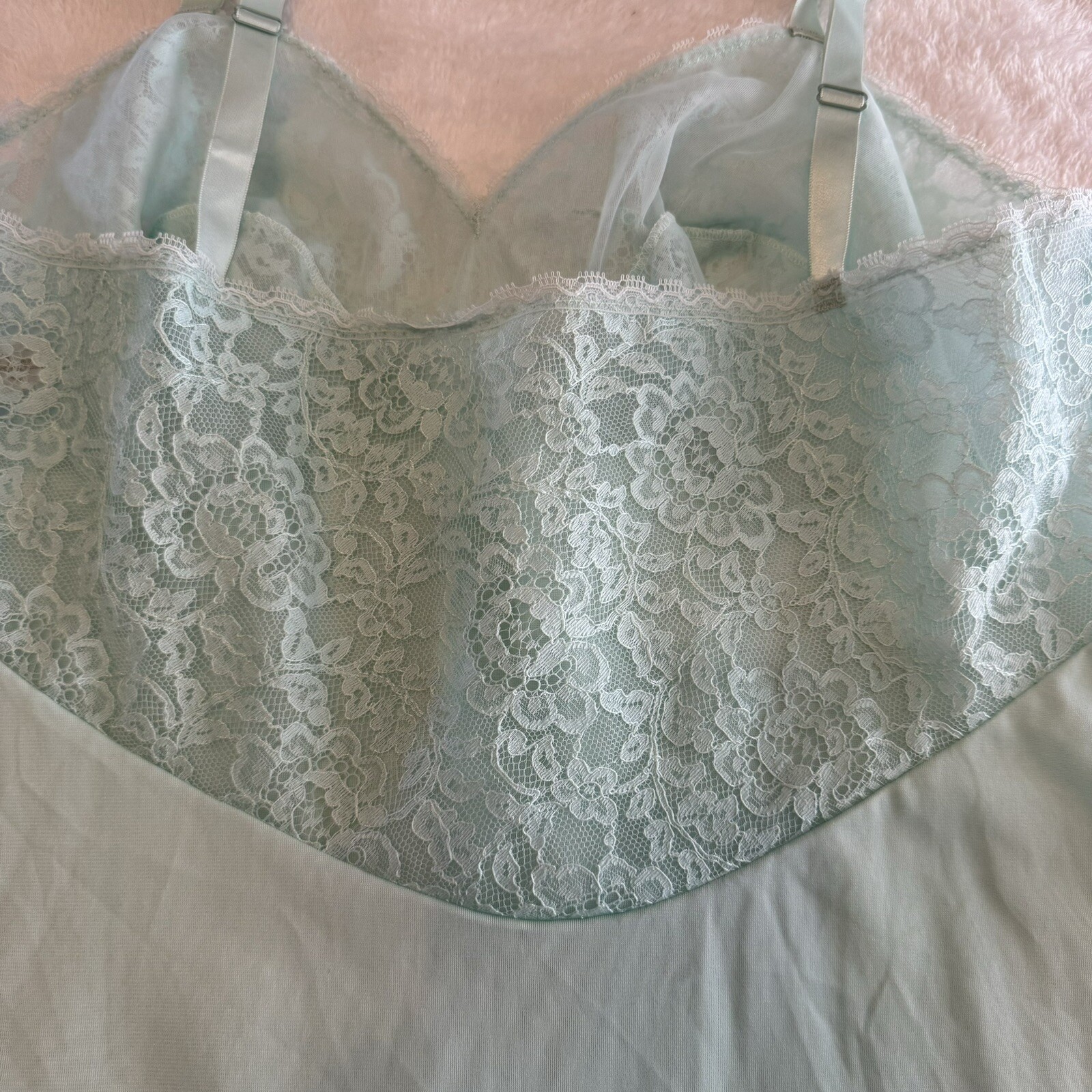 Vintage Formfit Rogers slip dress 34 Short 12-14 RN32544 Made in USA Green Lace