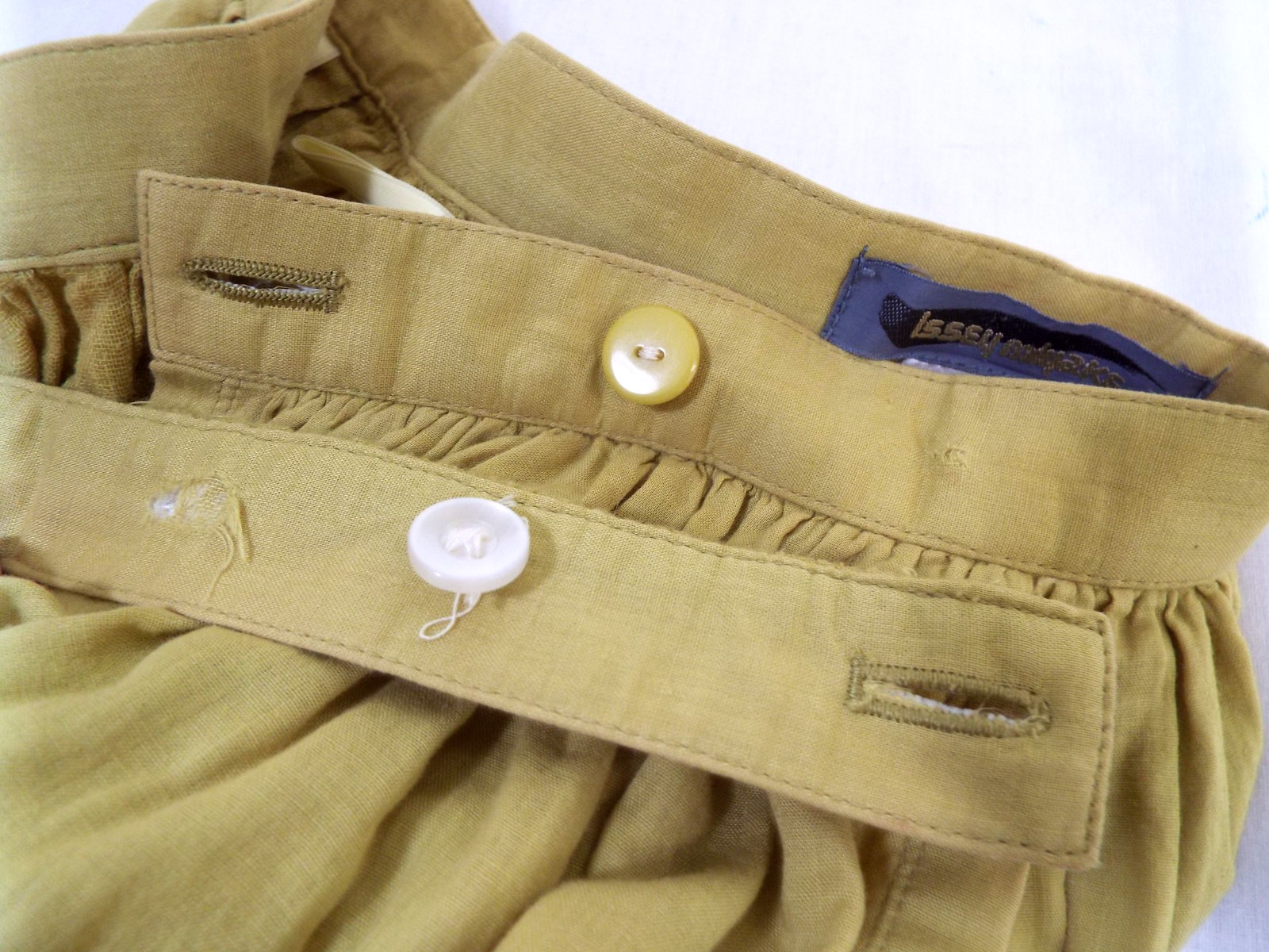 VTG 1980s Issey Miyake Yellow Cotton Asymmetrical Skirt MEDIUM Brush Label Slits