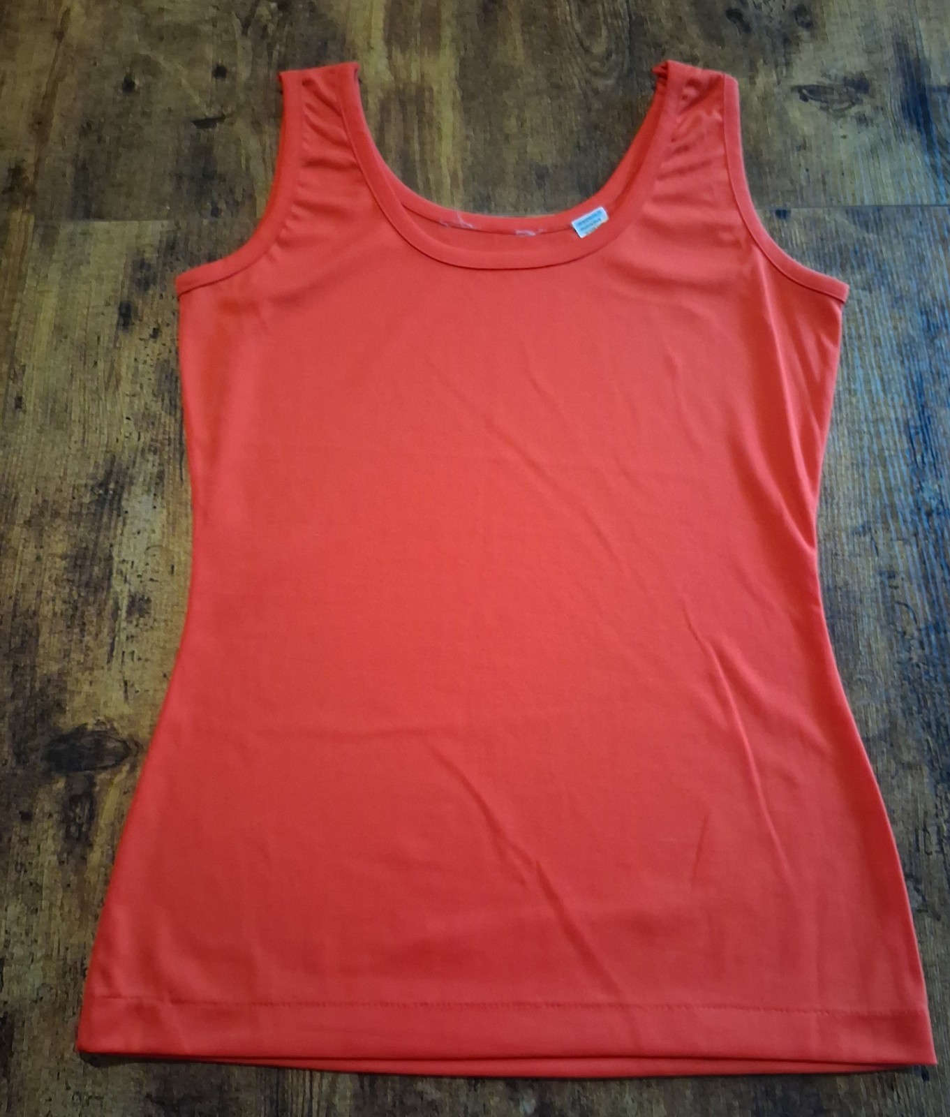 Vintage 70s Poly Knit TANK TOP Bright RED Curvy Cut Sz Medium