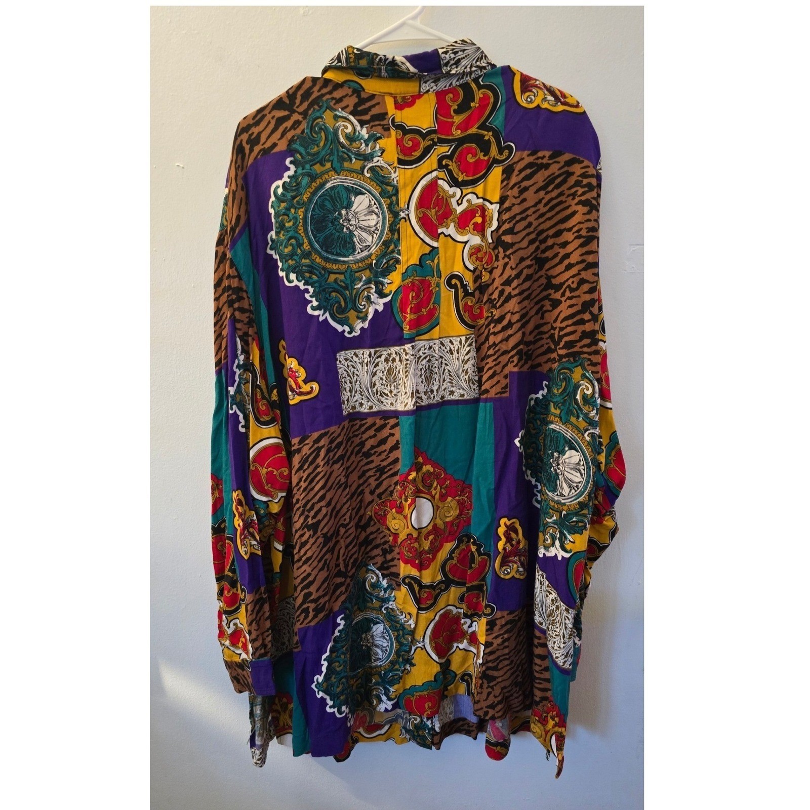 Vintage 80s 90s Kathryn Deene Baroque Animal Patchwork Blouse Plus Size 26/28