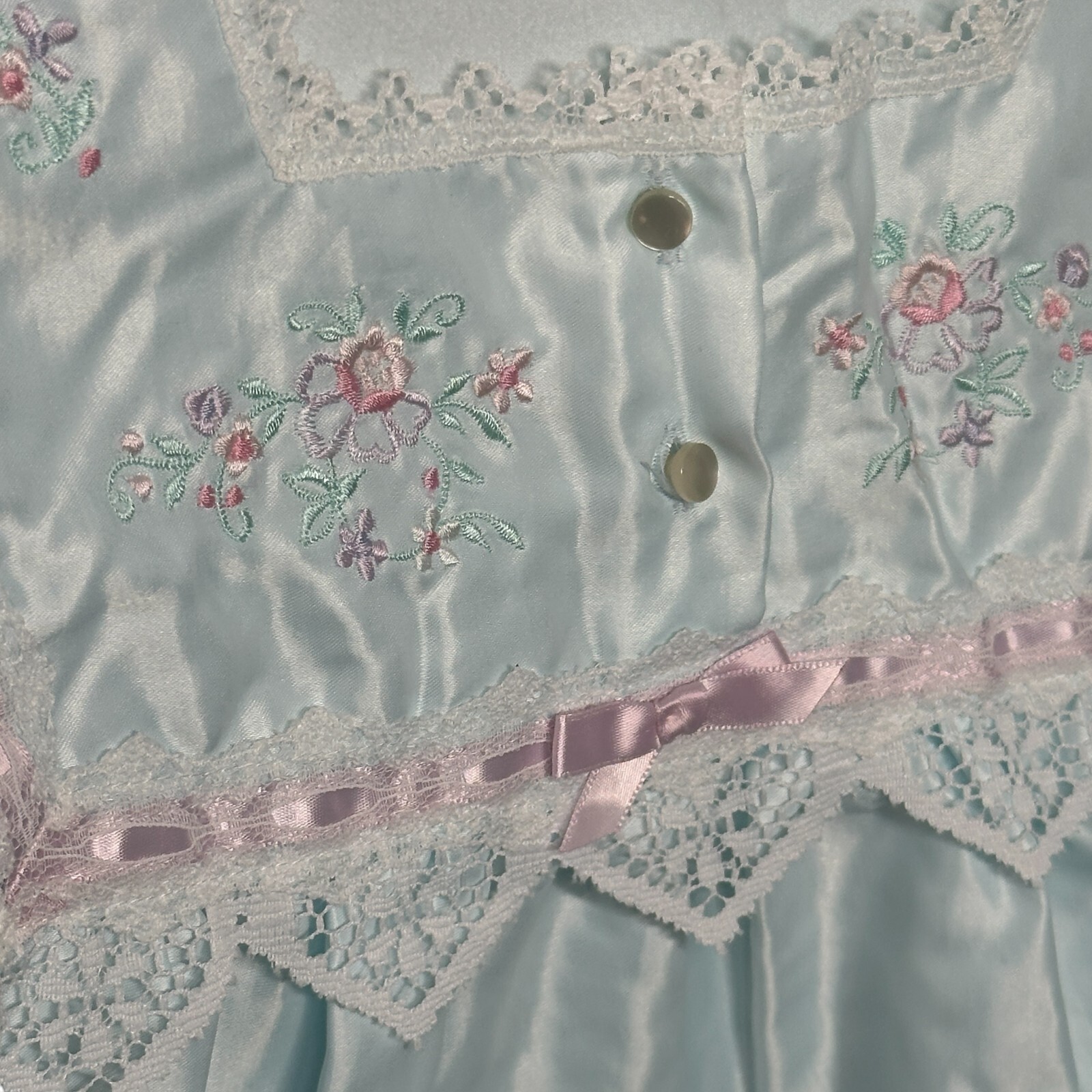 Barbizon Vintage 70s Blue Satin Super Cuddleskin Nightgown Size 1X With TAGS