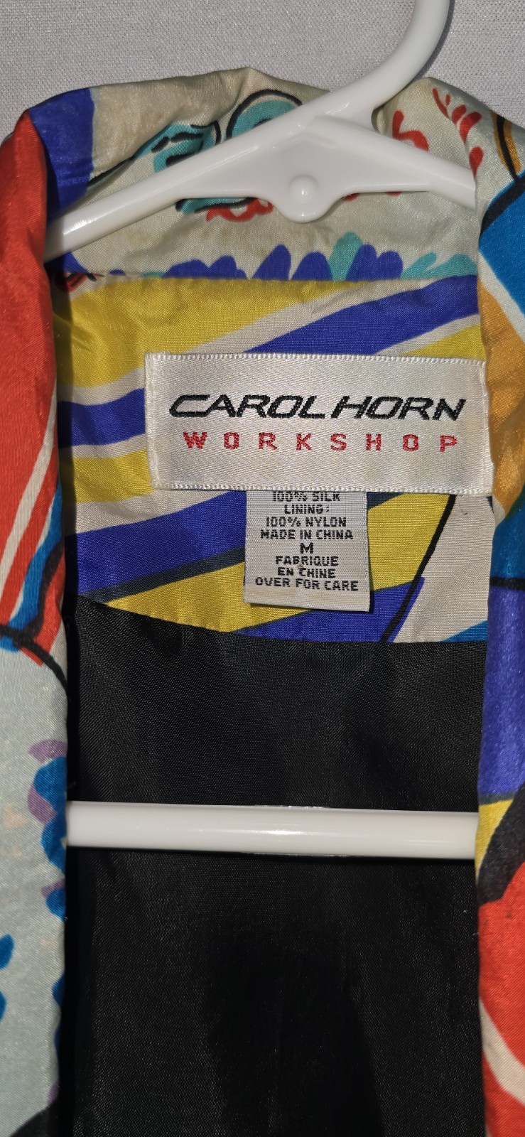 Vintage Carol Horn Workshop Blazer Silk Size Medium Multicolored