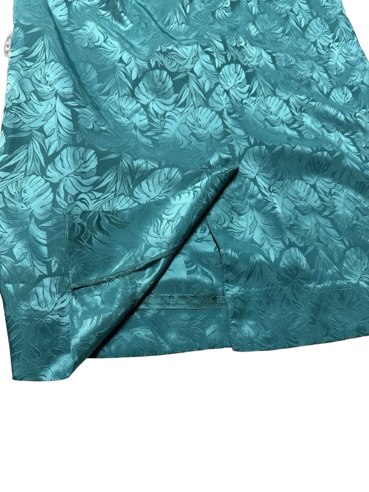 Vtg Henry Lee Women Dress 1960 Green Satin Floral Print Button Up Back Size 12