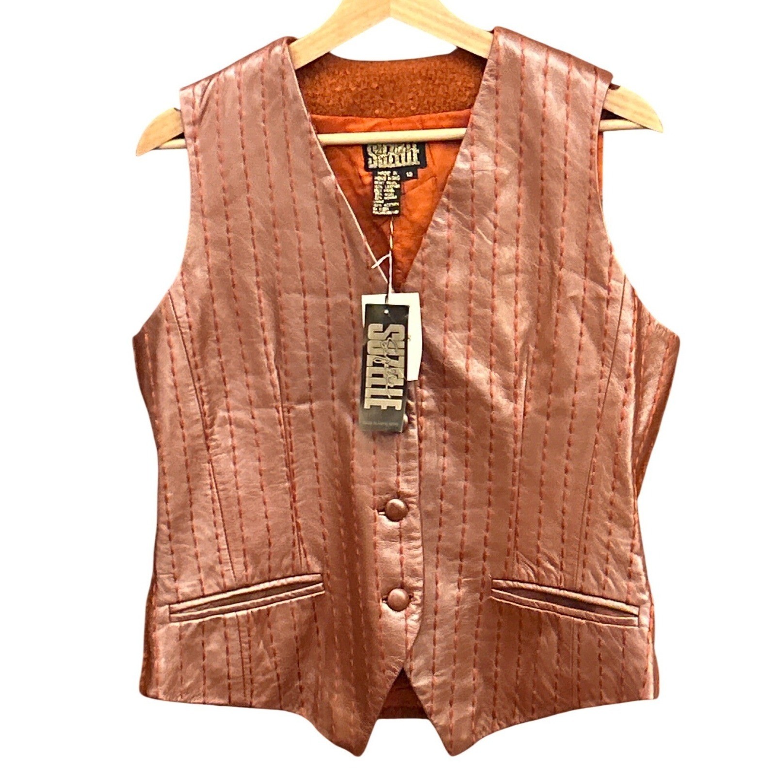 Vintage Deadstock Suzelle Leather Mohair Wool Vest Western Boho Indie Rodeo