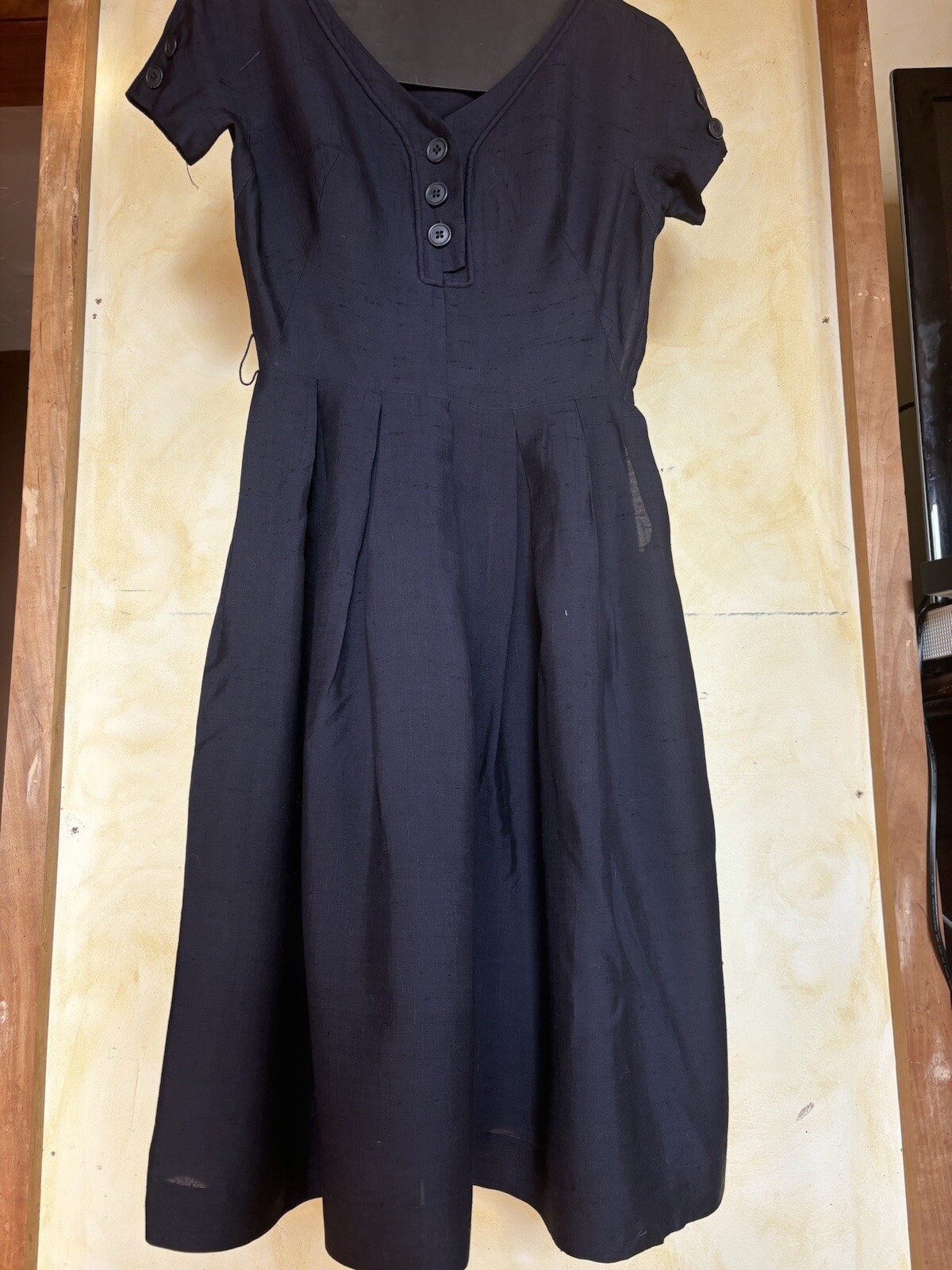 Vintage 1940s style Gay Gibson Navy Dress. XS