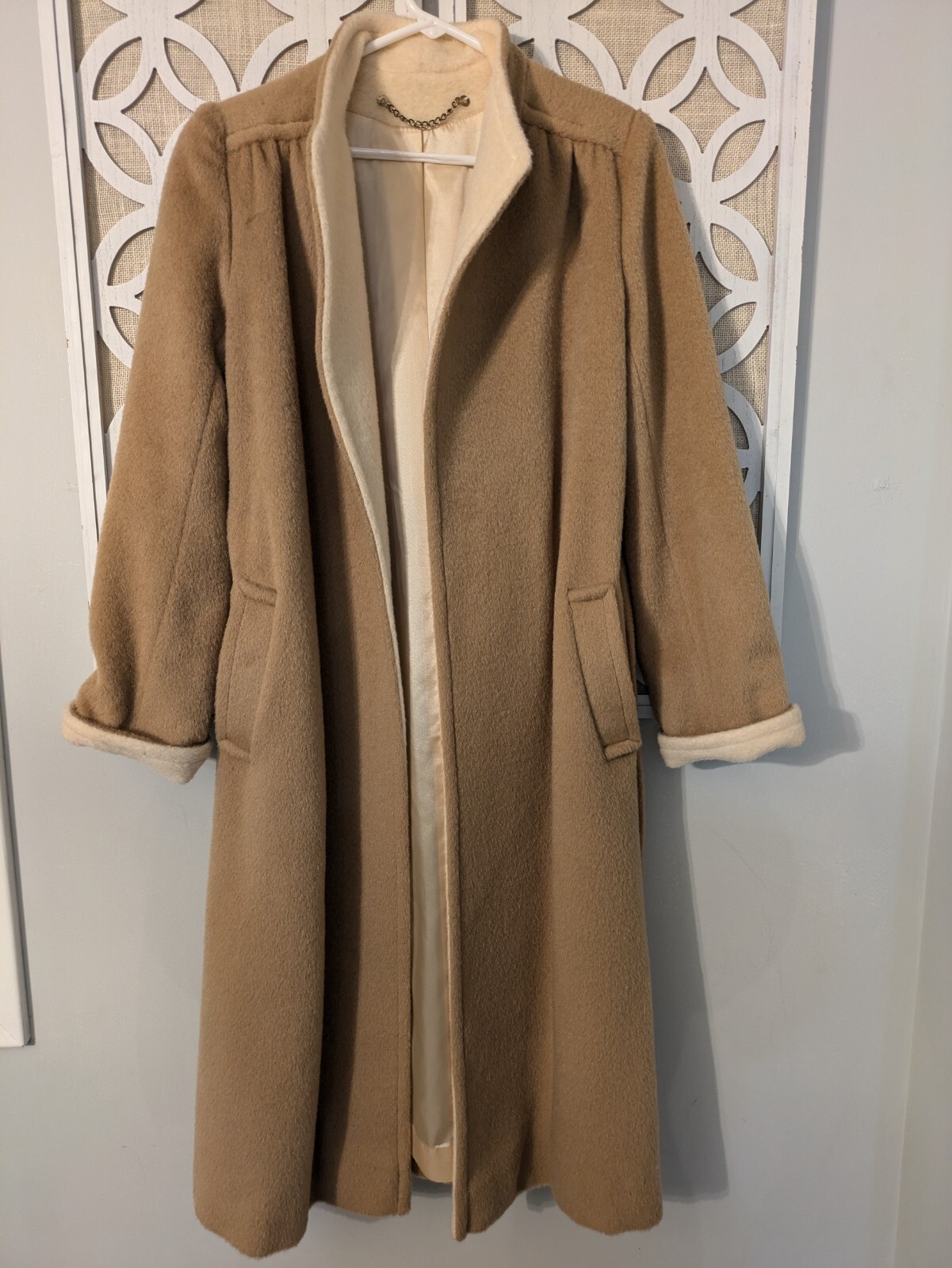 Vtg Forstmann By Stevens Belted Trench/Overcoat Wool Mohair Women’s Medium