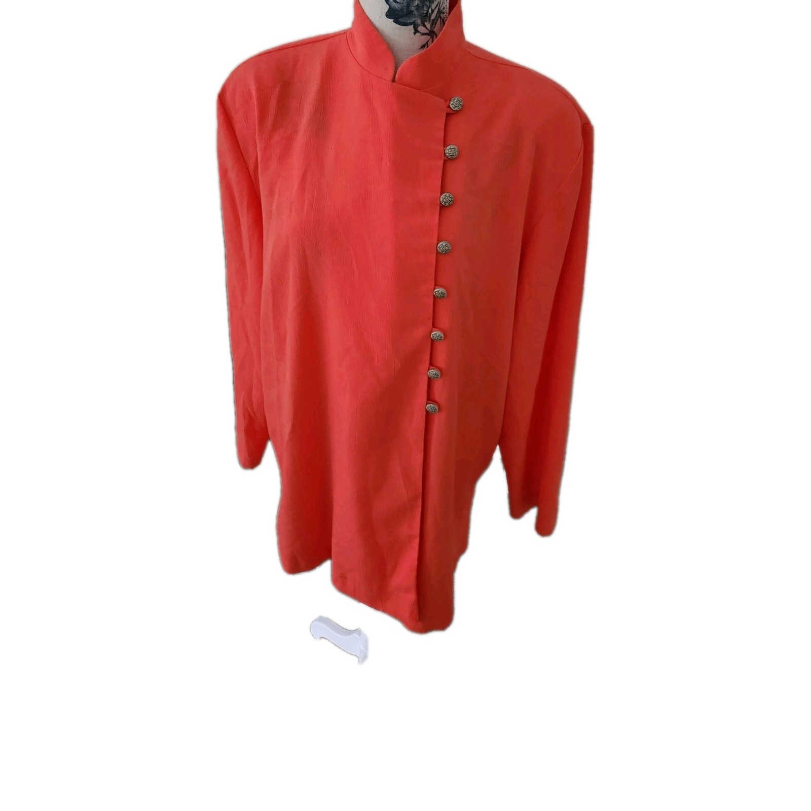 Vintage Ruth Norman Saks Fifth Avenue Orange Tunic Top Sz.L~READ~3/4 Sleeve~USA