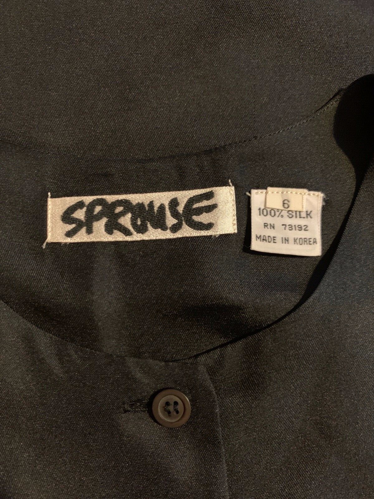 Stephen Sprouse 1980s Black Silk Button Up Blouse 6 S/M