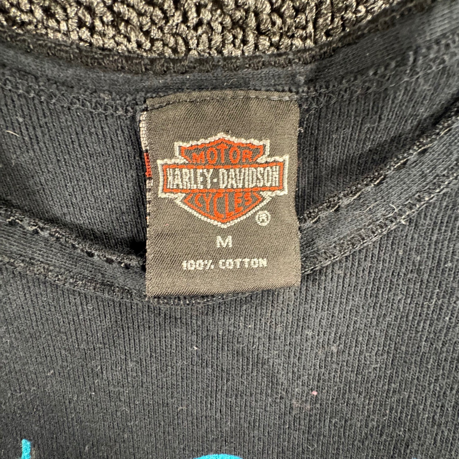 Vintage Harley Davidson Long Sleeve Shirt Womens M Black Teal York PA 1998