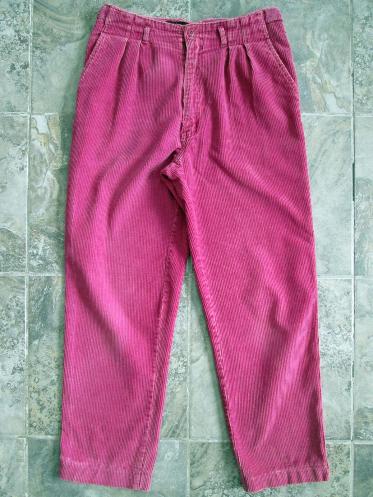 VTG Gabrielle Corduroy Pants 13/14 29×27 Purple High Waist Pleated Tapered Leg