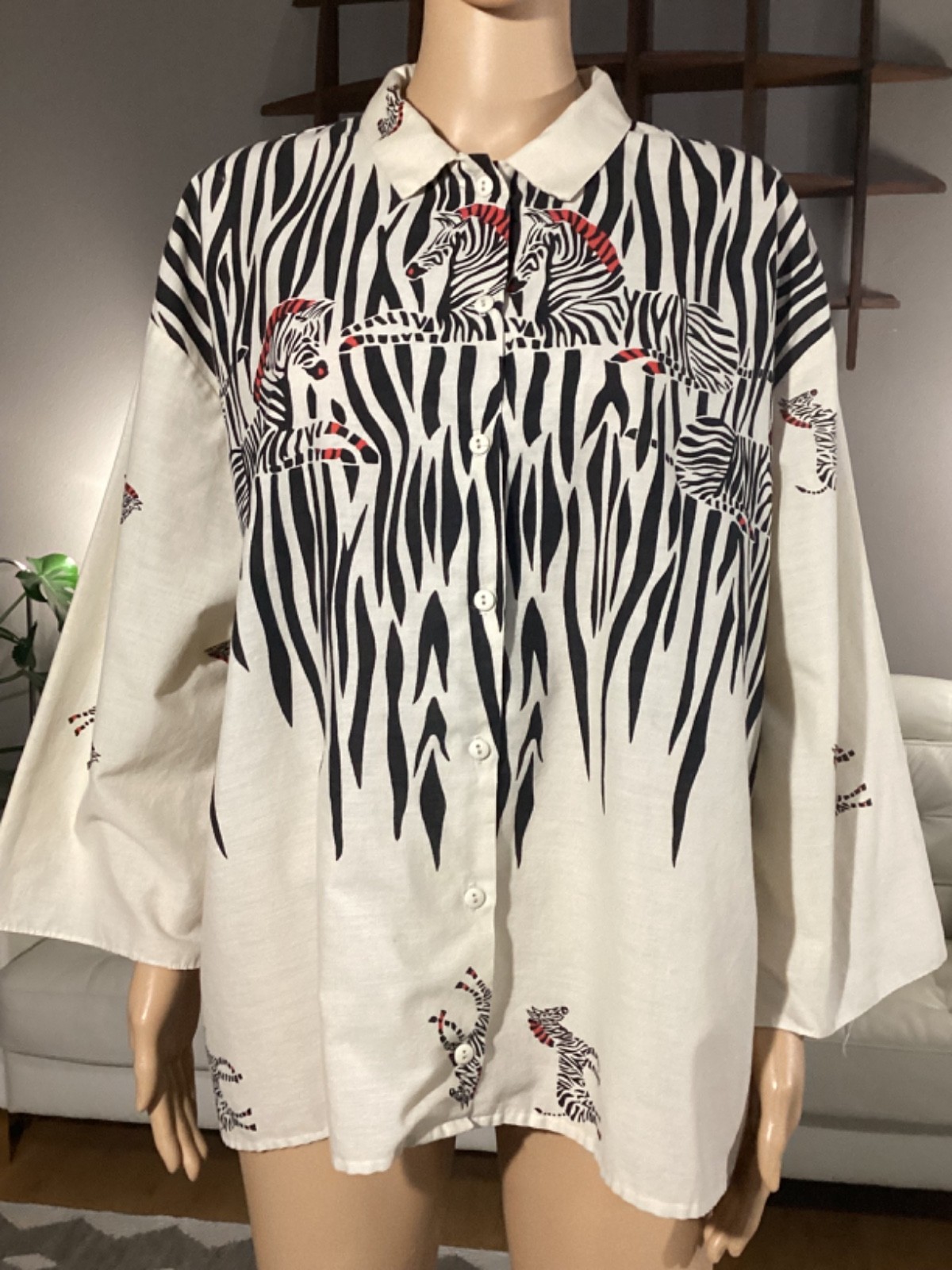 Vintage 80’s California Connection Inc. Zebra Pattern Blouse Top Women’s