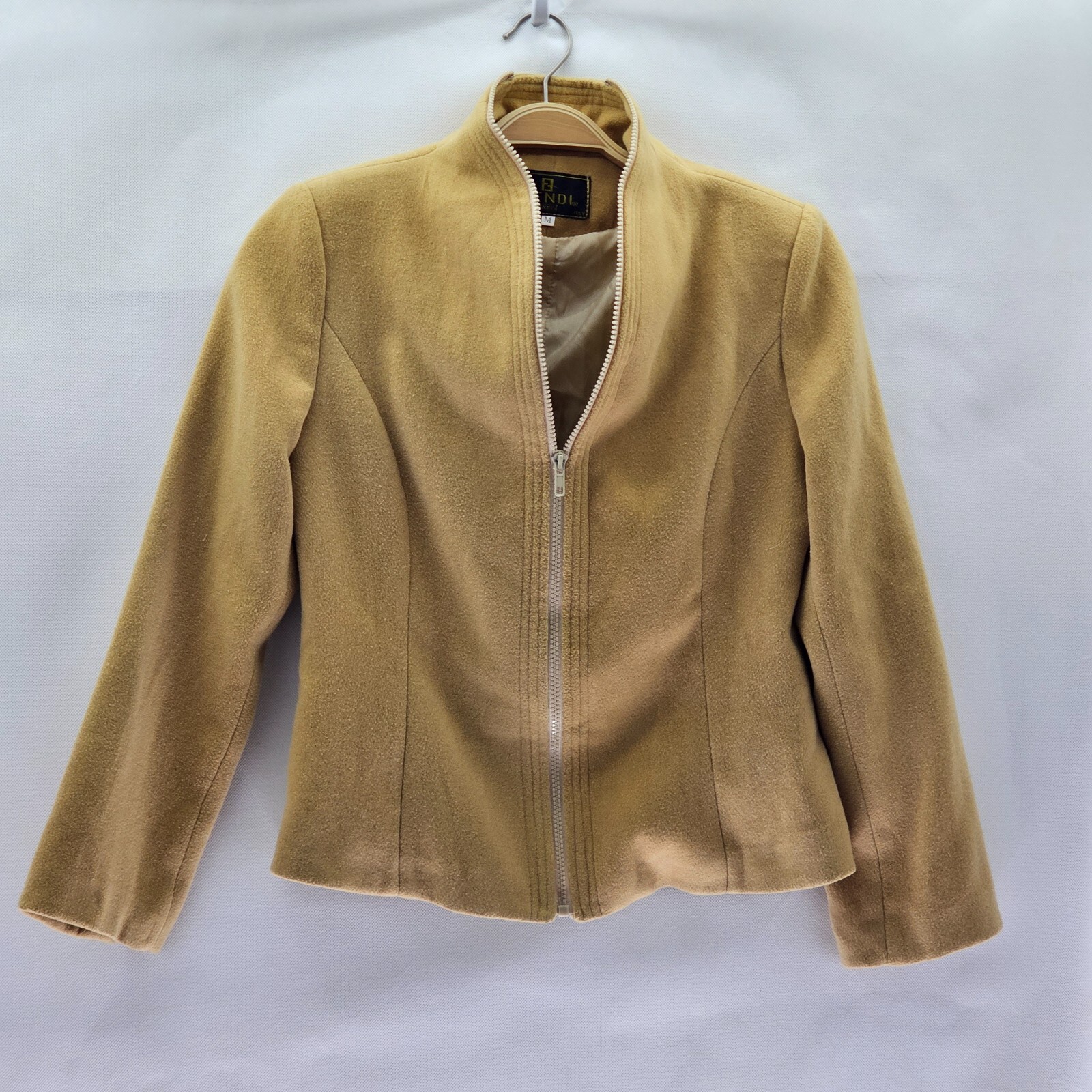 Vintage Fendi Jeans Women Size M Yellowish Brown Zip Up Jacket