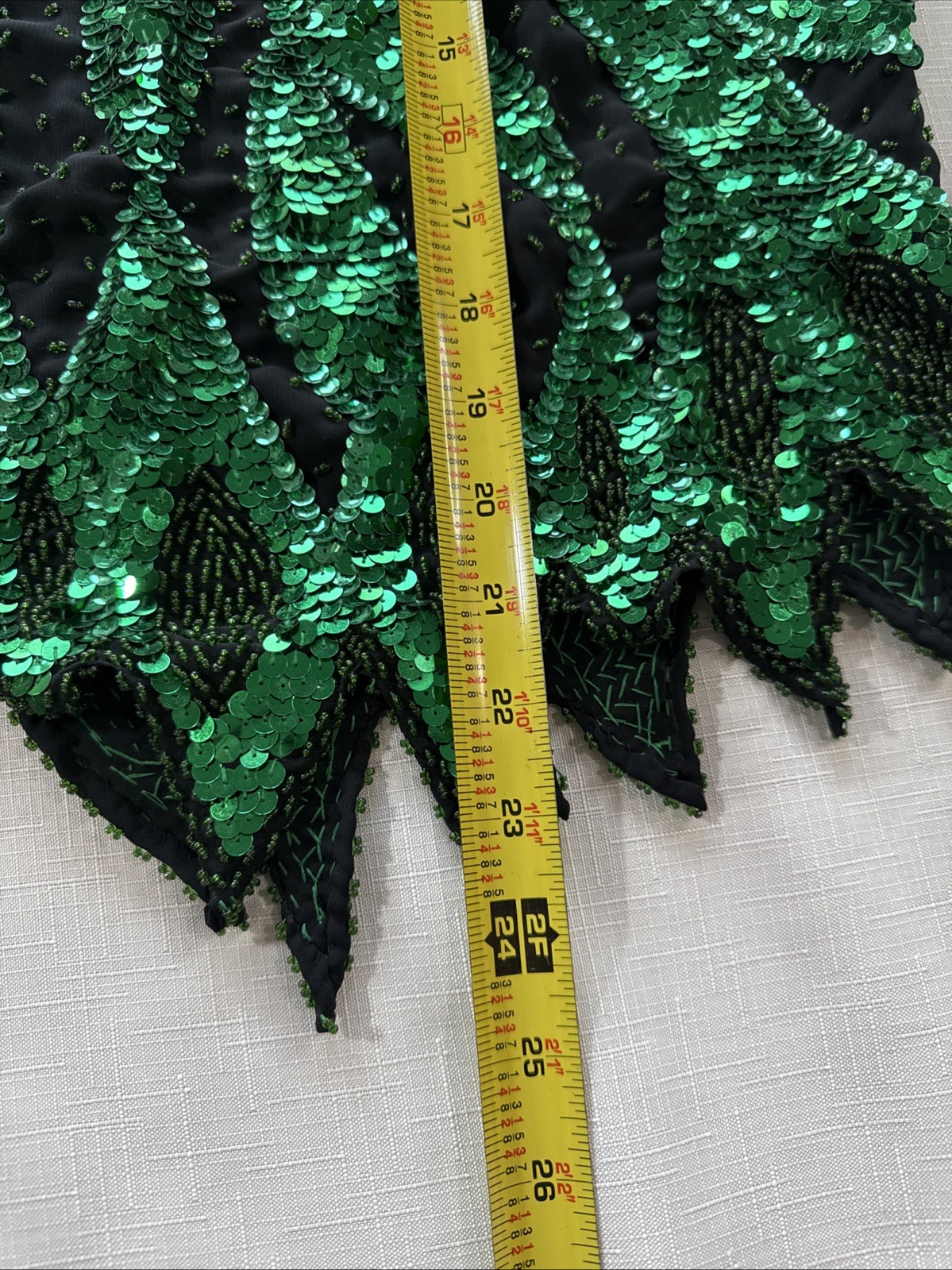 Vintage 80’s Iris Sequin Green And Black Flame Pattern Top Size L