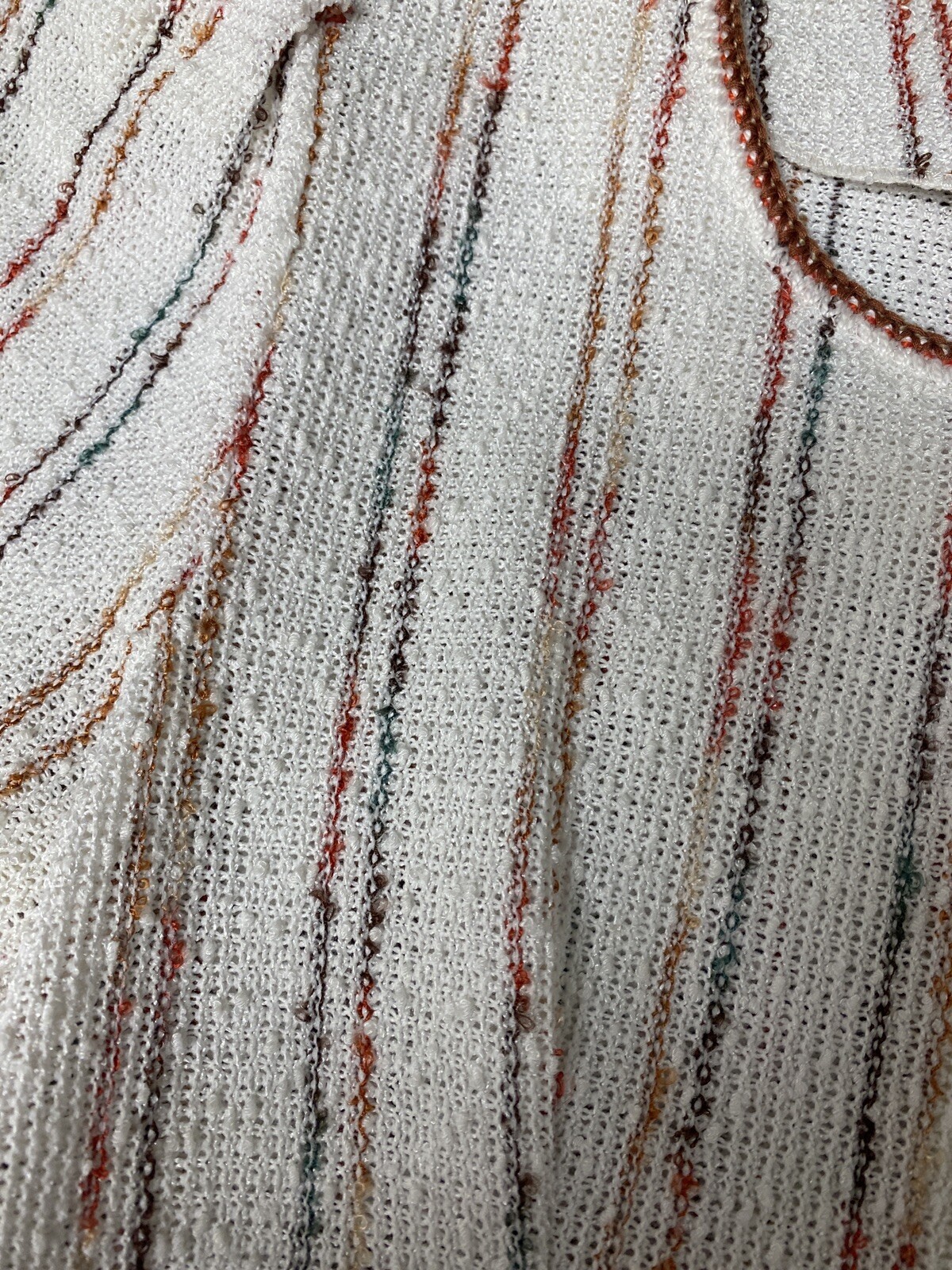 Vtg 70s 80s Day Dress Rainbow Sz 6 Small Nubby Fabric Stripe Resort Cream Woven