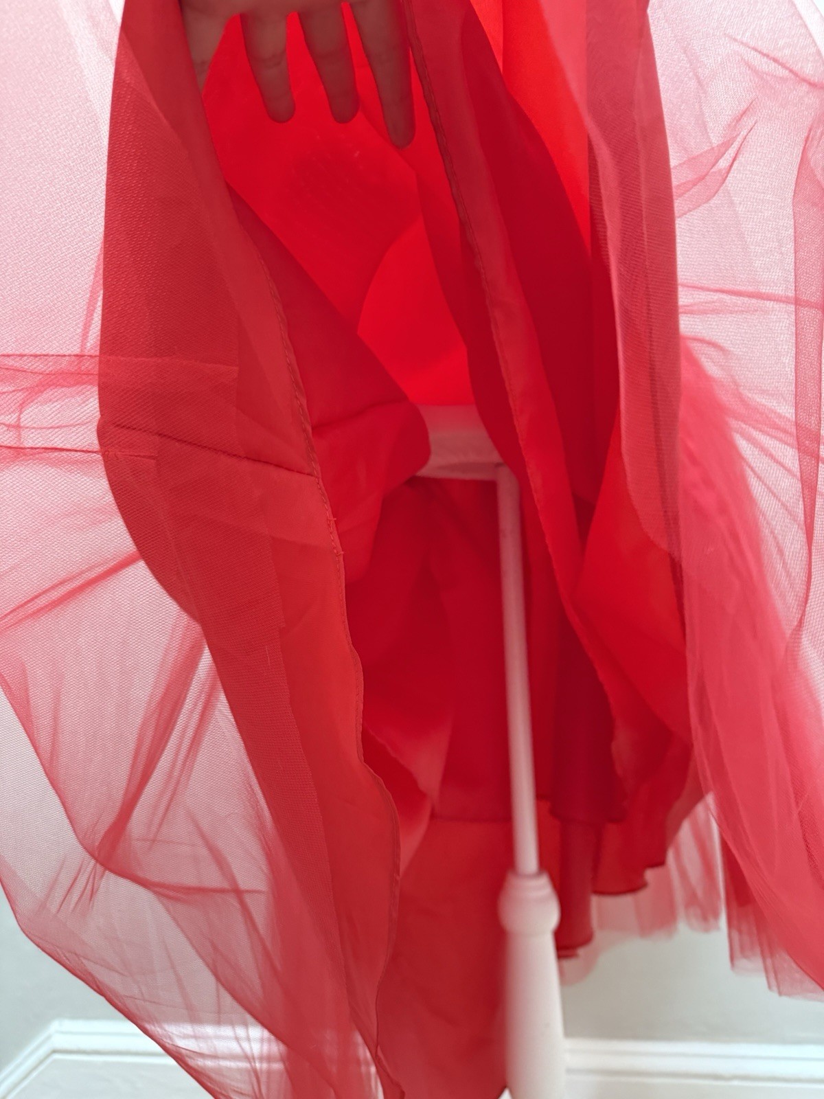 Vtg Red Tulle Poofy Dress Hi Low 50s Style Y2K Party Prom XS/S Christie Helene*