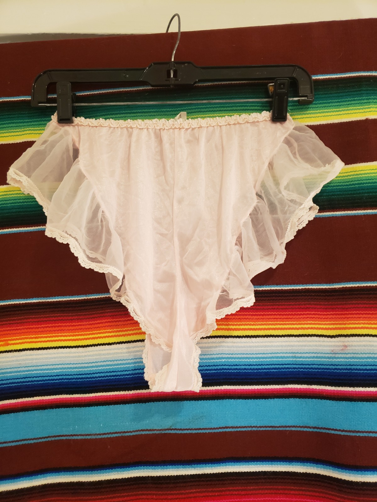 Vtg 70s Tosca Lingerie Panties Light Pink Ruffles Medium High Cut Nylon Sissy